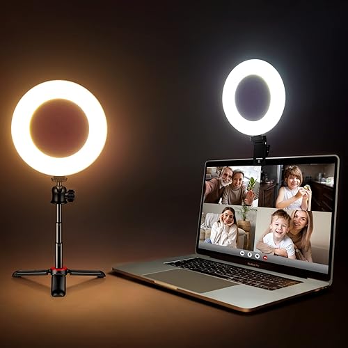 Weilisi 6.5'' Ring Light for Computer with Adjustable Tripod,3 Light Modes Video Conference Lighting,Mini Ring Light for Laptop,Webcam Light,Zoom Light,Desk Ring Light,Selfie Ring Light