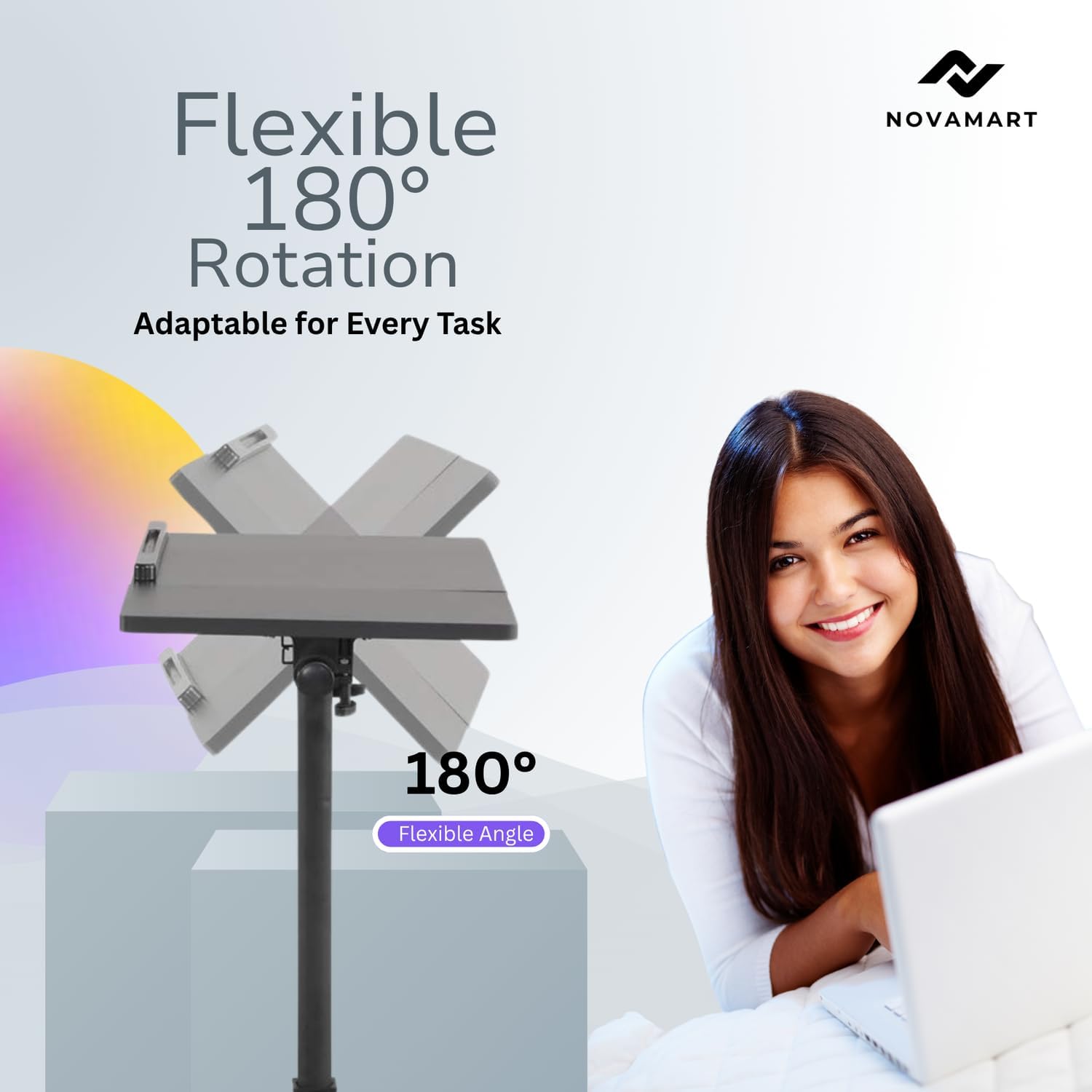 Work from Home Working Station – Height Adjustable Laptop Desk (58–90cm) with MDF Tabletop & Steel Frame | Rolling Mobile Desk for Home Office, Study, or Small Spaces – Black