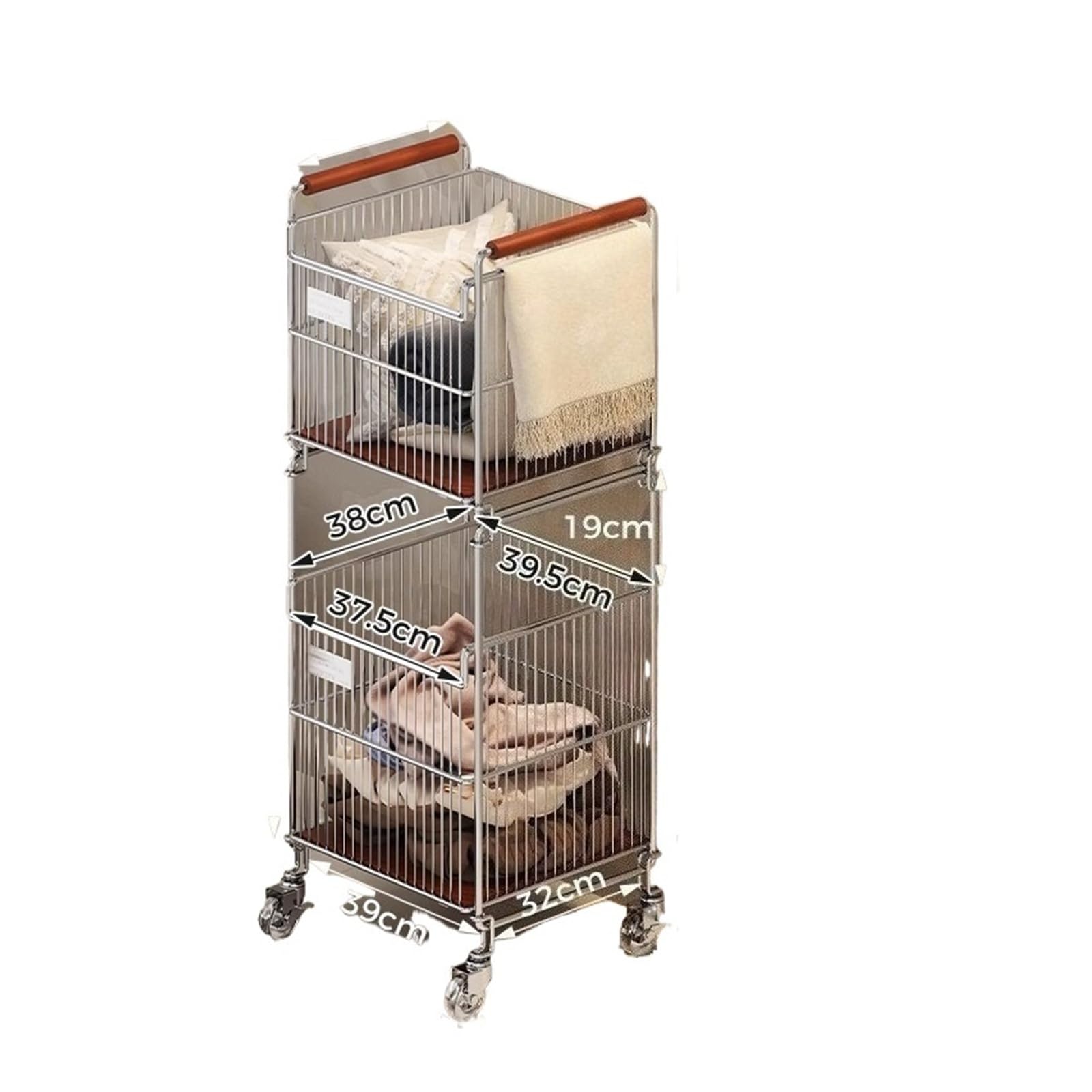 Roller laundry basket Laundry Basket Large Hamper Dirty Clothes Baskets Storage(2 Layers Deepening)