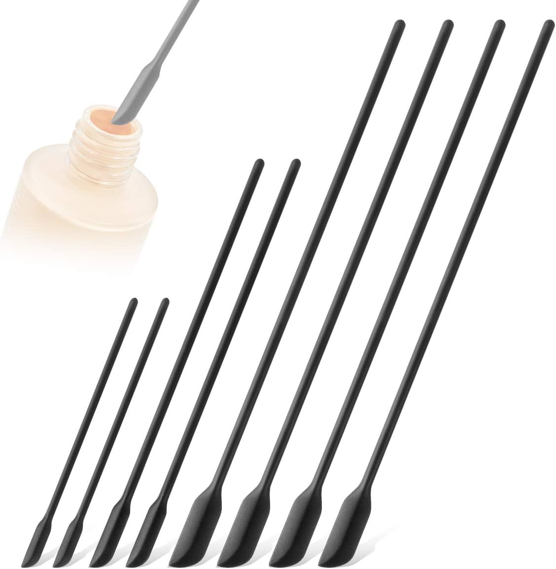 Magicfour 8 Pack Mini Spatula, Silicone Spatula Set Spatulas Silicone Heat Resistant Makeup Spatula Small Spatula for Kitchen, Glass Jar, Storage Jar, Bottles, Cosmetic, Black