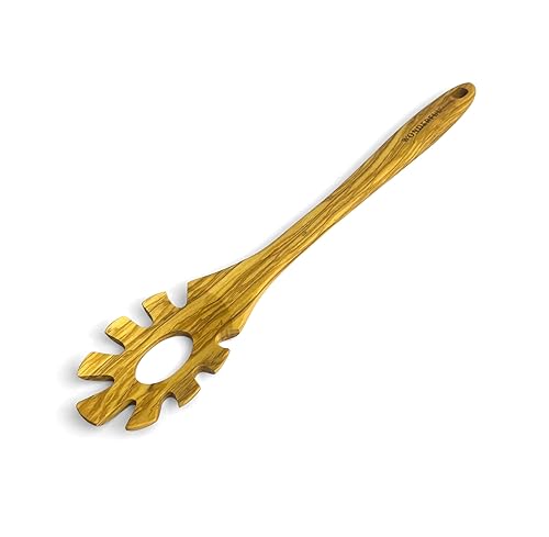 WONDERFUL 13.5 Inch Long Olive Wood Spaghetti and Pasta Server