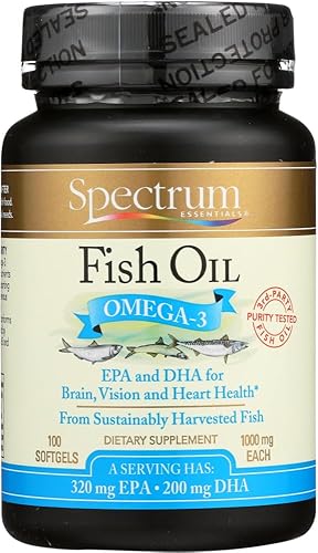 Spectrum Essentials Spectrum - Aceite de pescado, 1000 mg, 100 cápsulas blandas, de pescado cosechado de forma sostenible (paquete de 2)