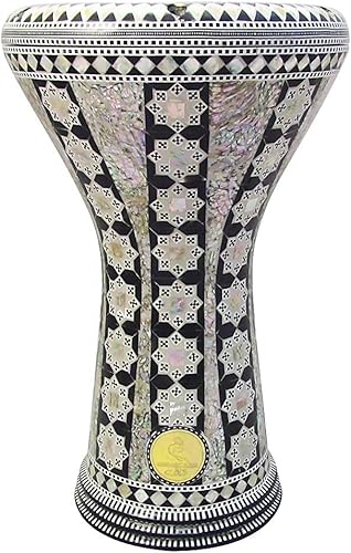 Miniatura 36 de ¡Nuevo! Gawharet El Fan Classic - Percusión de tambor Darbuka de nácar de 17 pulgadas (MIzar)