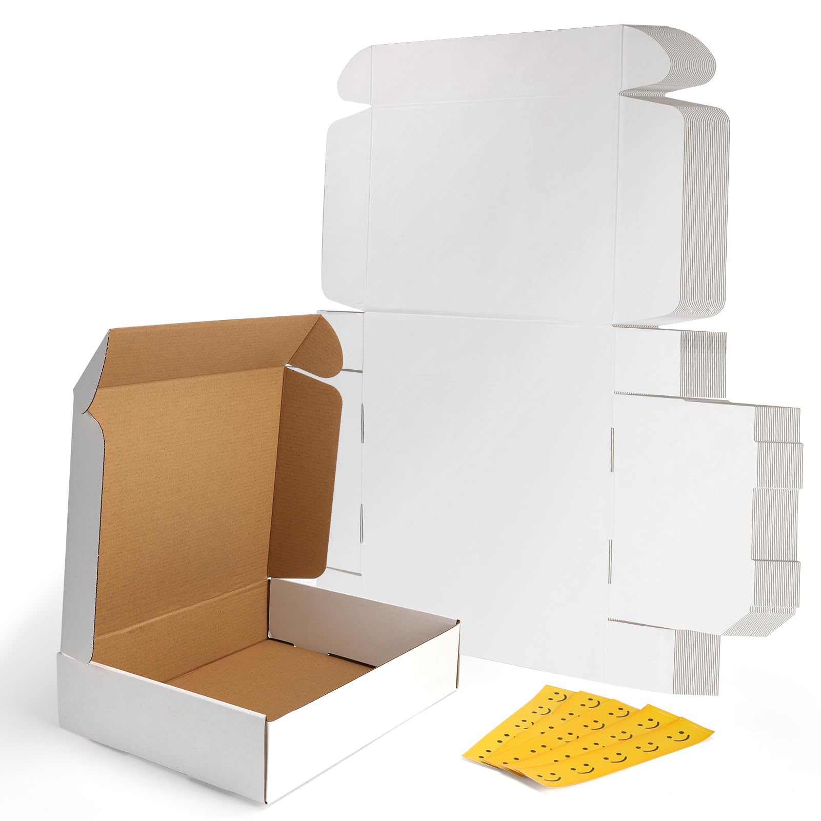 RLAVBL Juego de 25 cajas de envío de 13 x 10 x 3 pulgadas, caja de cartón corrugado blanco para embalaje, correo, negocios