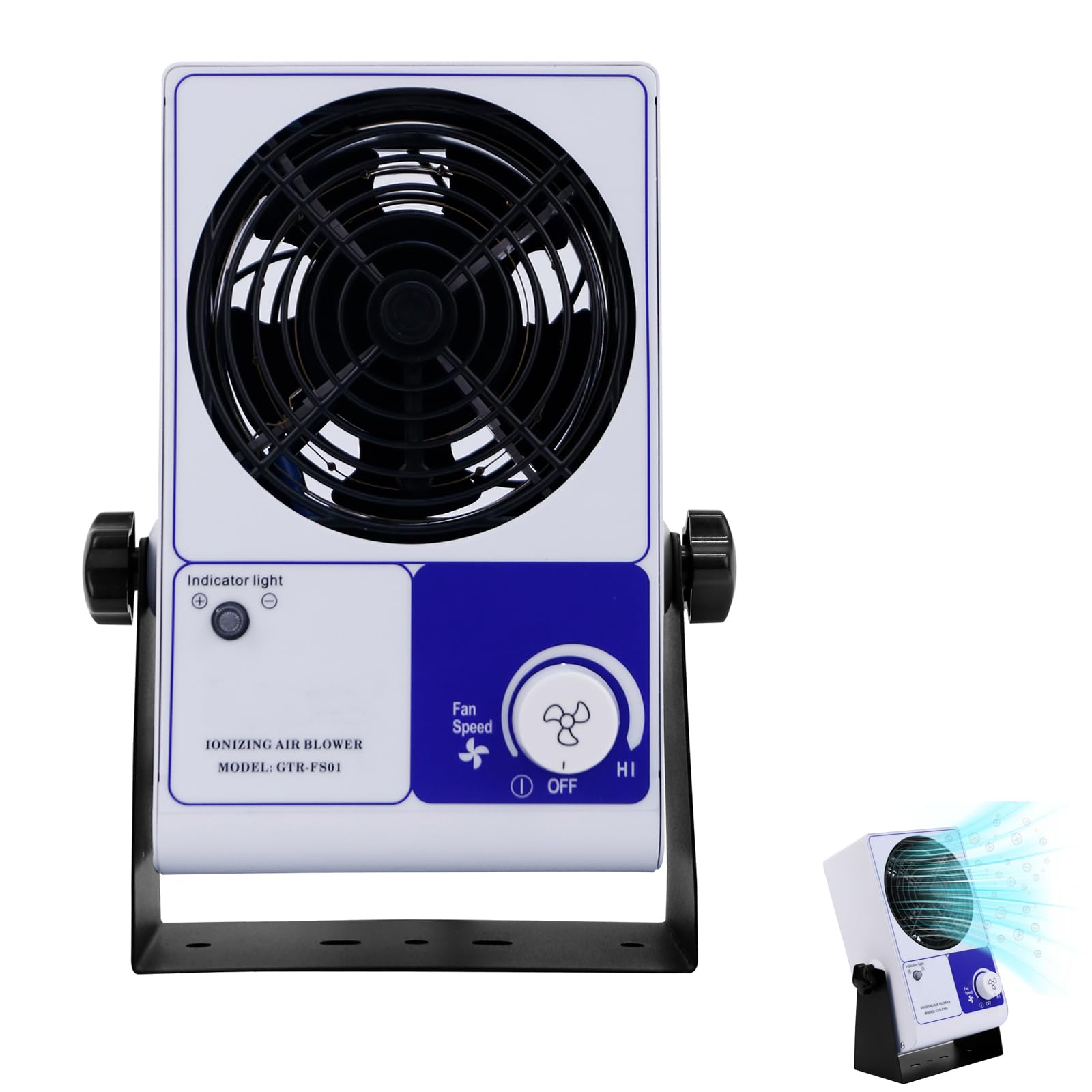 LIROPAU Ionisierendes Luftgebläse, Verstellbarer ESD Antistatisches Luftgebläse mit Statischer Elektrostatischer, 45-110CFM Luftvolumen Einstellbar, ±10V Lonengleichgewicht, Eingebaute Ionennadel