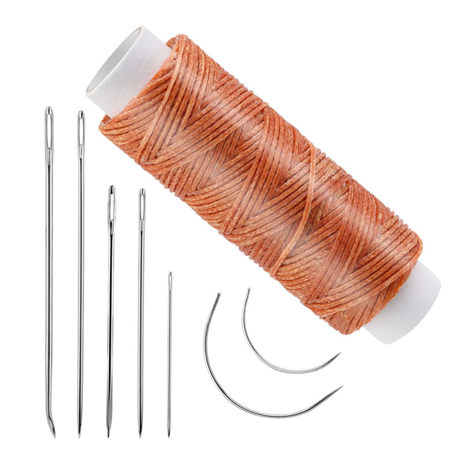 Yhplxyuus 10 Set Leather Sewing Needle Set with Waxed Thread Curved Needle Upholstery for Canvas Repair Craft Project
