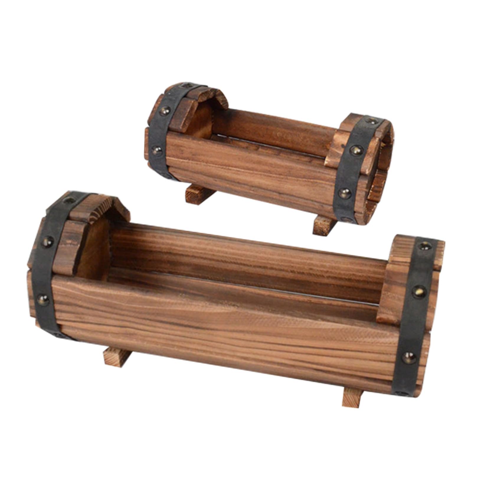 Jardinière demi-tonneau en bois composite pour plante extérieur et bac rustique pot de fleurs balcon