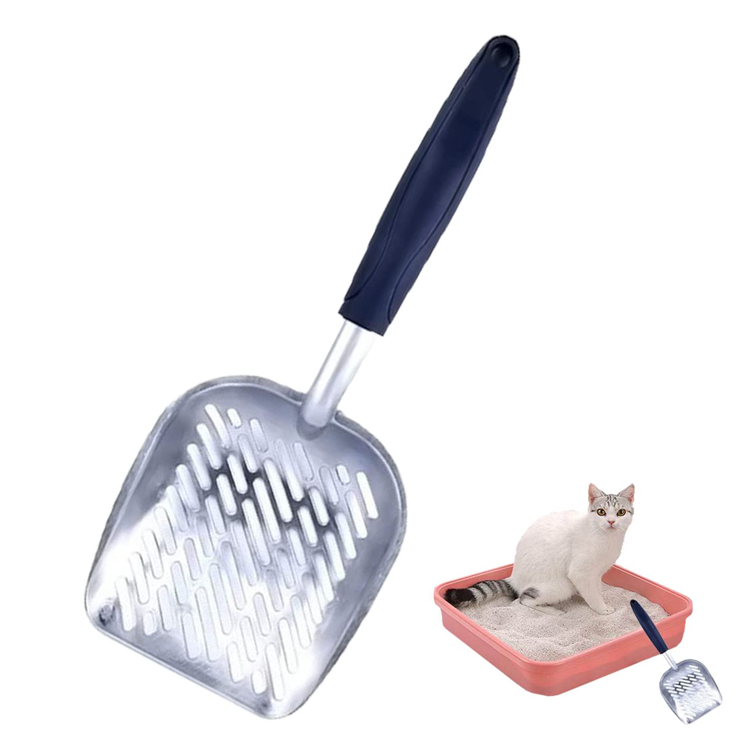 UQMIQURA Pala Per Lettiera Per Gatti, In Metallo, Robusta, Antiaderente