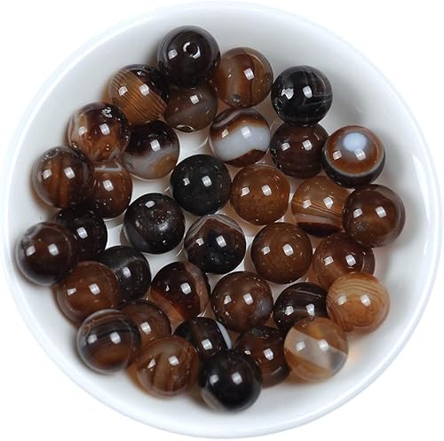 Miniatura 9 de Cuentas sueltas de ágata natural a rayas naranjas de 0.315in, cuentas redondas de piedra para hacer pulseras, joyas, aproximadamente 48 unidades