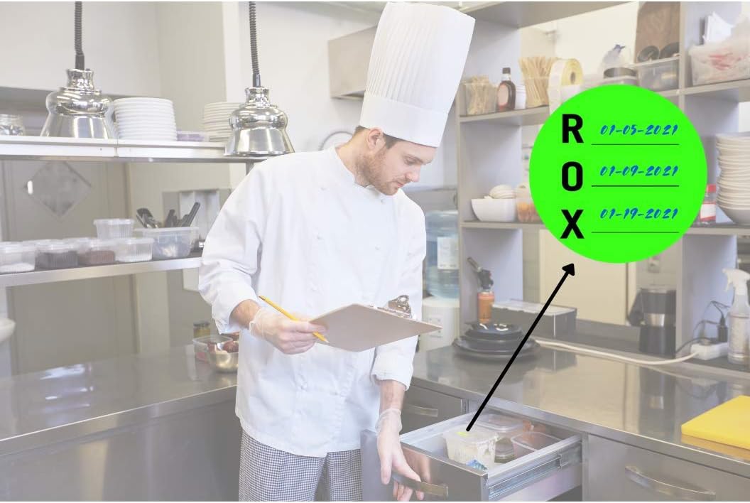 QSRProducts ROX (Received, Opened and Expires) Label - 1.5 inch - 1000 Date Labels for Inventory Management - Food, Warehouse, Lab and Pharmacy - High Alert Medication Stickers and Due Date Stickers