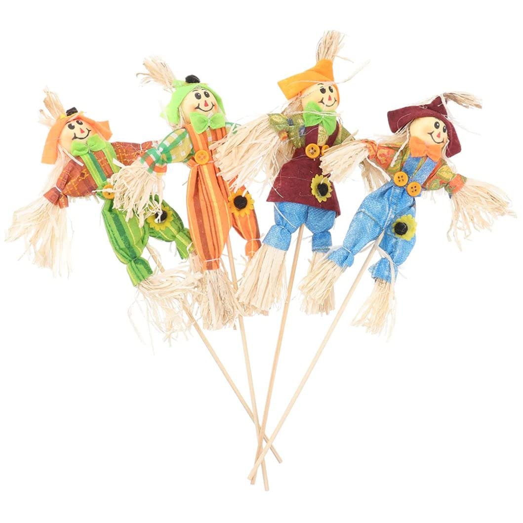 CNAFGBGG 4PCS Fall Scarecrows Decor Harvest Scarecrow Decor Halloweens Ornaments for Garden Yard Thanksgiving ..