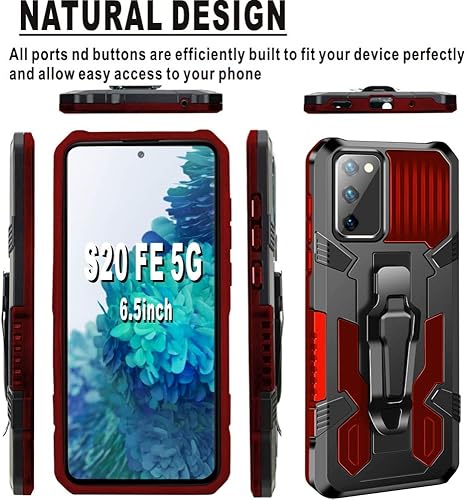 Miniatura 7 de Folmeikat Funda para Samsung Galaxy S20 FE 5G, Galaxy S20 FE 2020, con protector de pantalla HD de grado militar con clip para cinturón y soporte