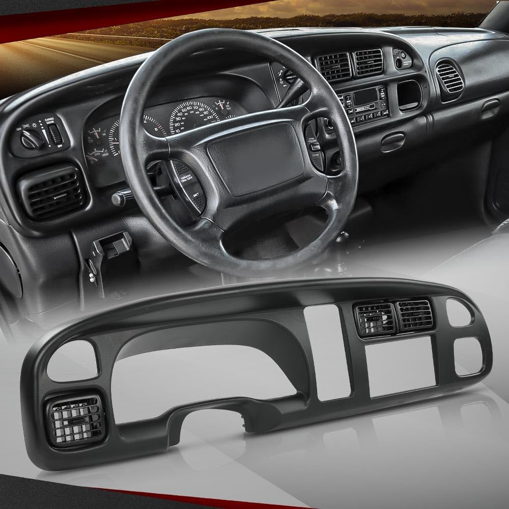 CROSSDESIGN Dash Board Bezel Cover with Vent Car Radio Stereo Dash Kit Compatible with Dodge Ram 1500 1998-2001/Fit for Dodge Ram 2500 3500 1998-2002