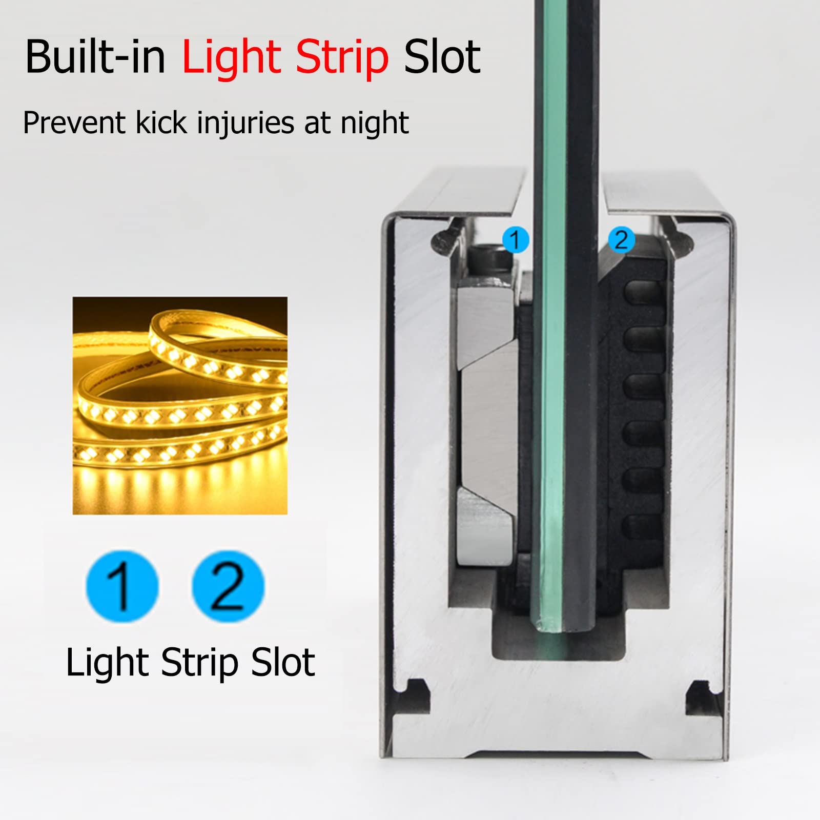 ZAQYCM Glasklemme Rahmenloses Glas Aluminium Deckgeländer 1m Länge, Glasgeländer U Profil Basis Mit Beschlägen Für Balkon Innenloft Treppen Und Kommerzielles Hotel(for 1/2in(12mm) Glass,Floor Mount)