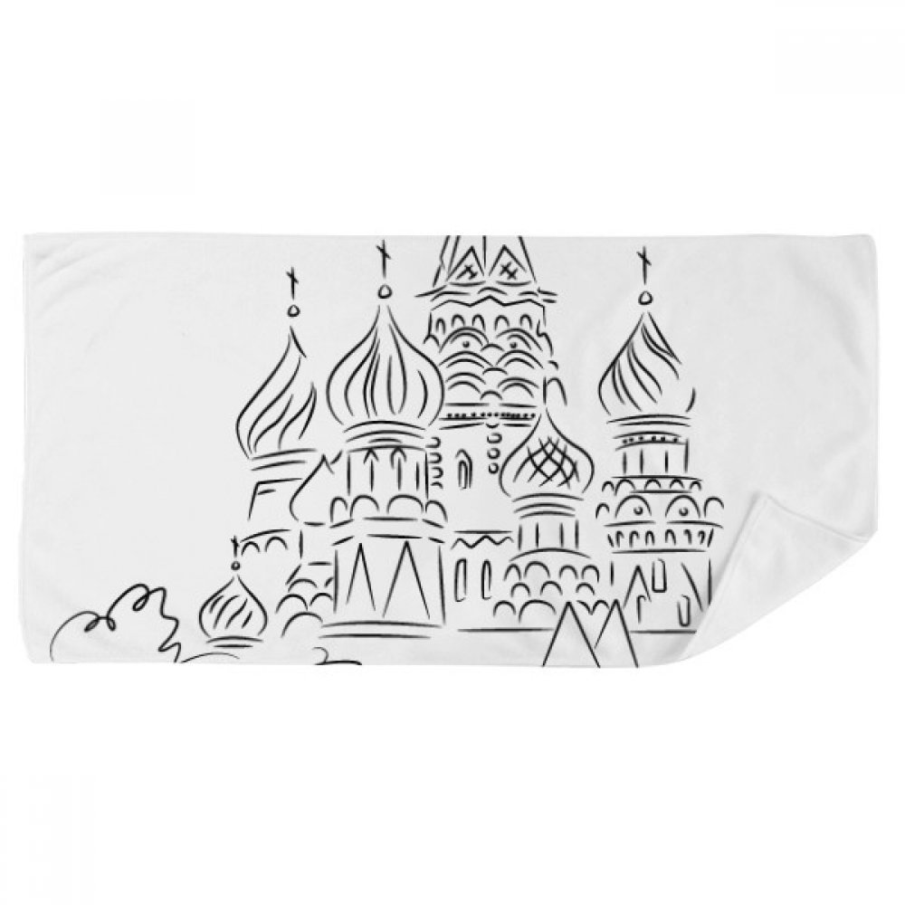 Serviette de bain Russie cathédrale noire 35x70 cm éponge douce douche