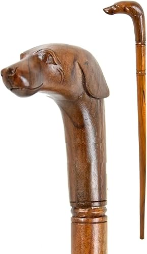 Bastón de madera tallada con cabeza de perro, bastón tallado de madera de primera calidad, mango para caminar, bastón tallado hermoso mango de