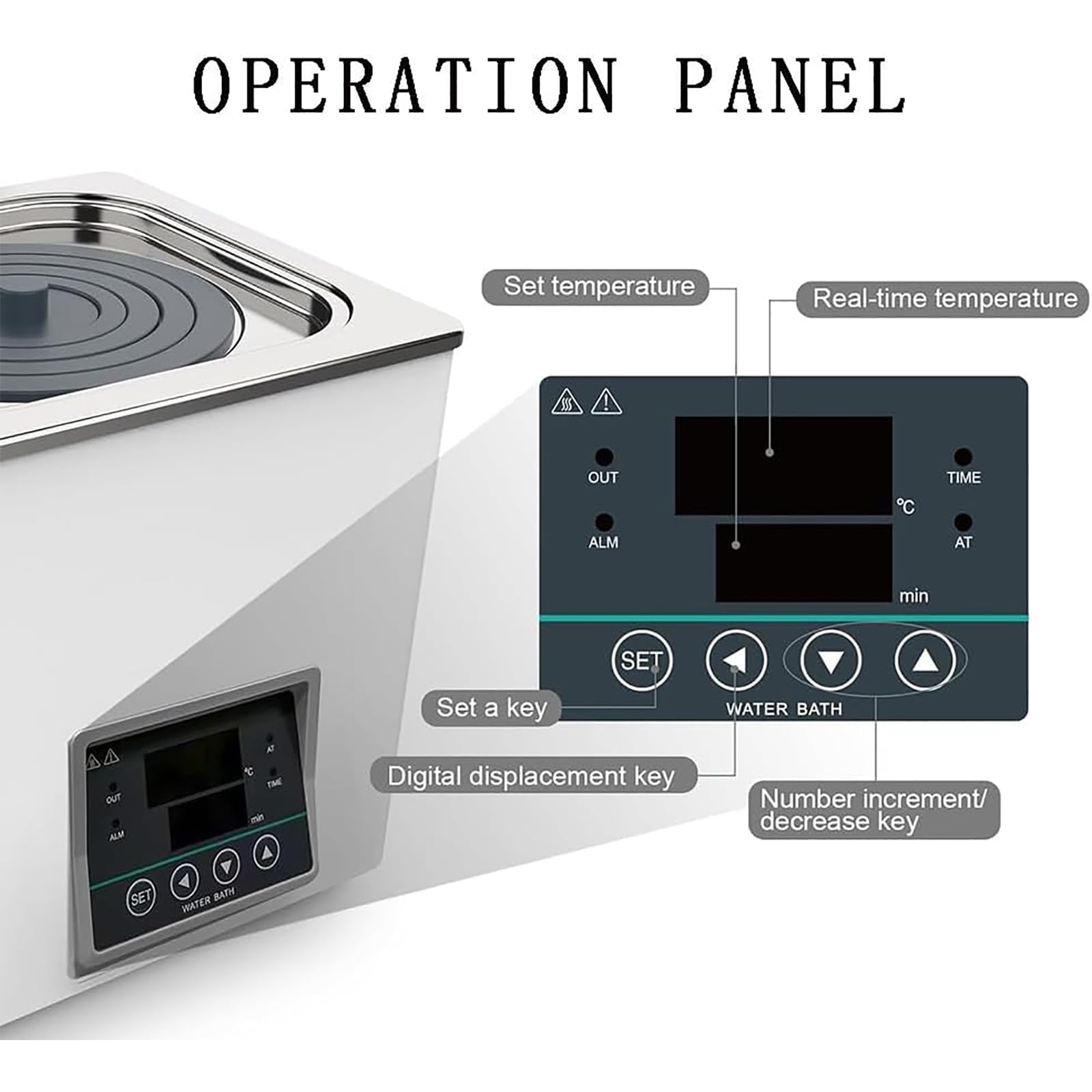 baño María De Laboratorio De 300 W, Calentador De Tanque De Agua De Temperatura Constante De 3 L con Pantalla Digital, Temperatura Máxima 100 ℃/Rango De Tiempo: 0-8 H, para Enseñanza