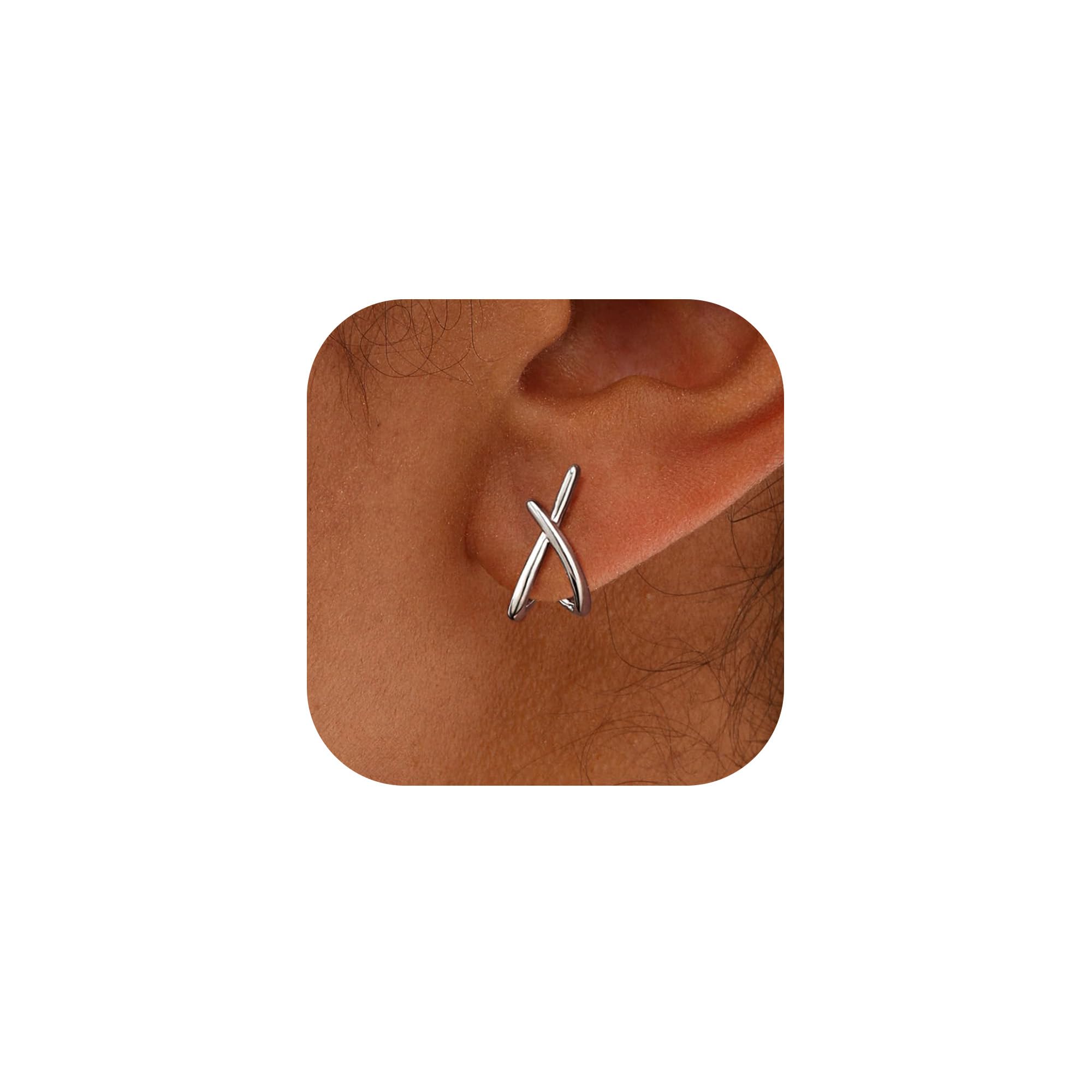 HARJJME Ohrstecker Silber 925 Damen 14K Vergoldet Ohrringe Gold Silber Hypoallergene CZ Ohrringe Stecker Klein X form Minimalistisch Wasserfest Ohr Schmuck Geschenke
