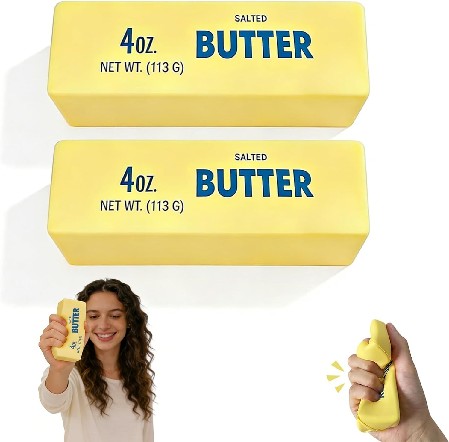 Butter Squishy Toy, Slow Rising Fidget Squishy Butter Stick, Sensory Squeeze Toys for Stress Relief, Party Favors Gift for Adults (4 Pack)
