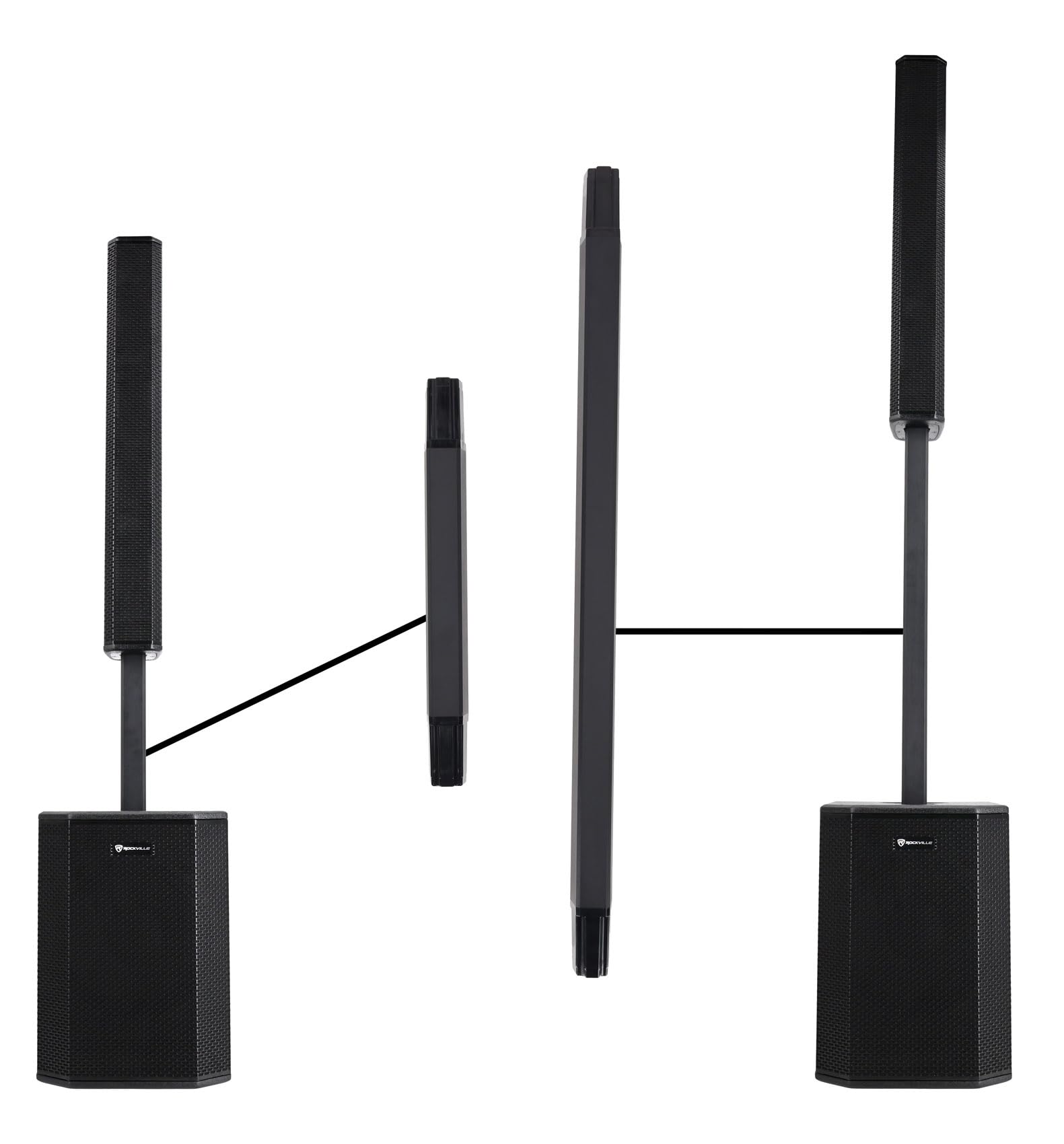 Rockville (2 Titan MIX12C 12" Powered Column PA System with Subwoofer, 8-Channel Mixer, Bluetooth, DSP, 3200W – Portable Speaker for DJs & Events (2 Items)