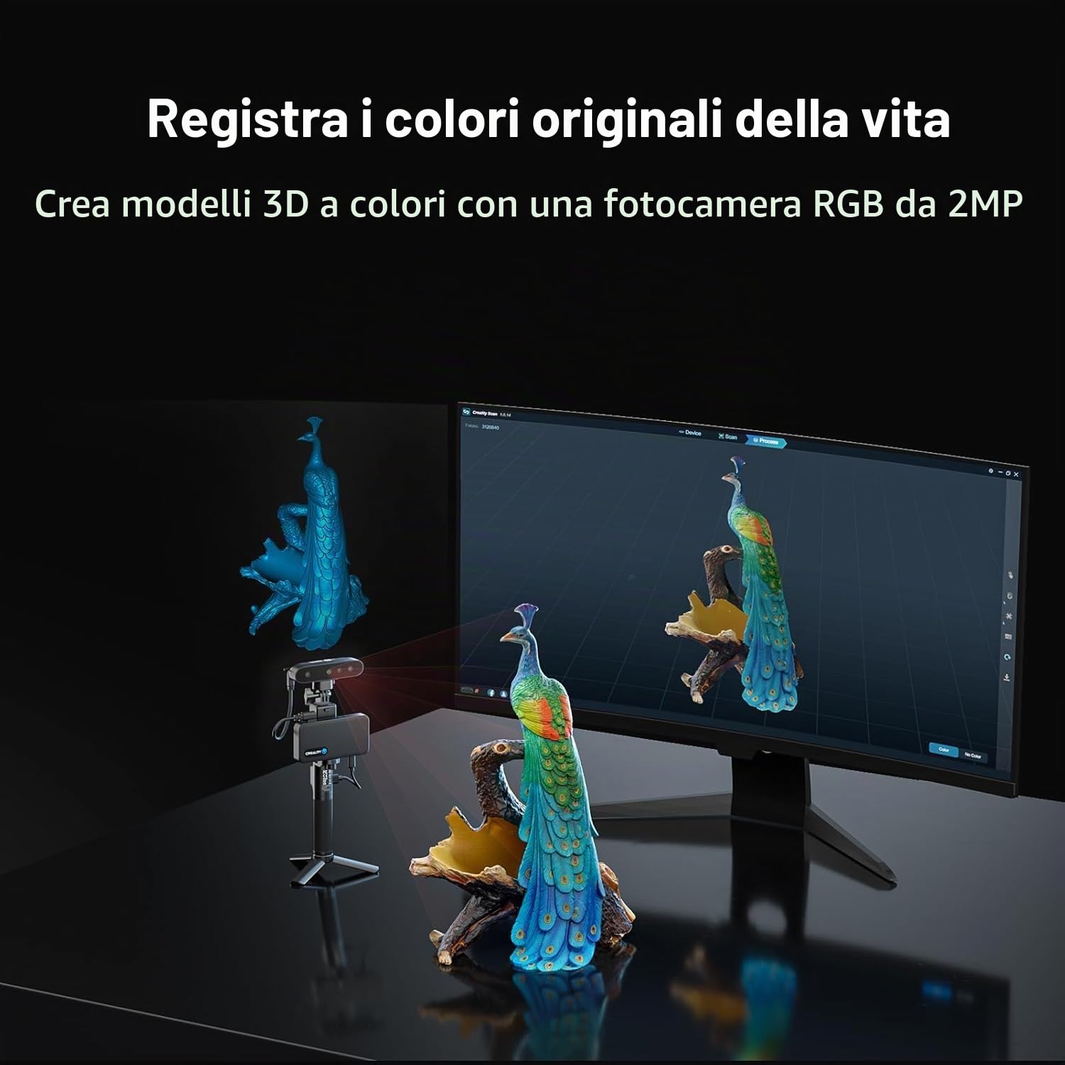 Creality 3D Scanner Ferret Pro, scanner 3D ufficiale CR Scan Ferret Pro, scansione wireless, tracciamento anti-vibrazione, scansione a colori veloce, precisione di 0,1 mm