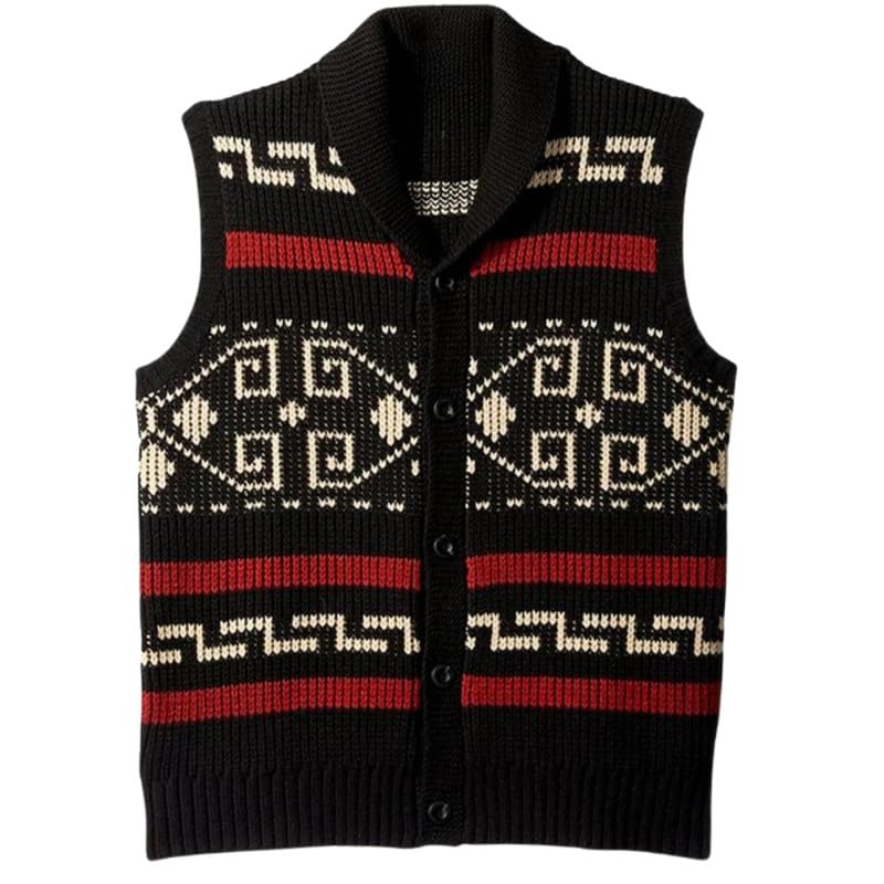 Men's Retro Knitted Sleeveless Waistcoat with V-Neck and Buttoned Front-image-43