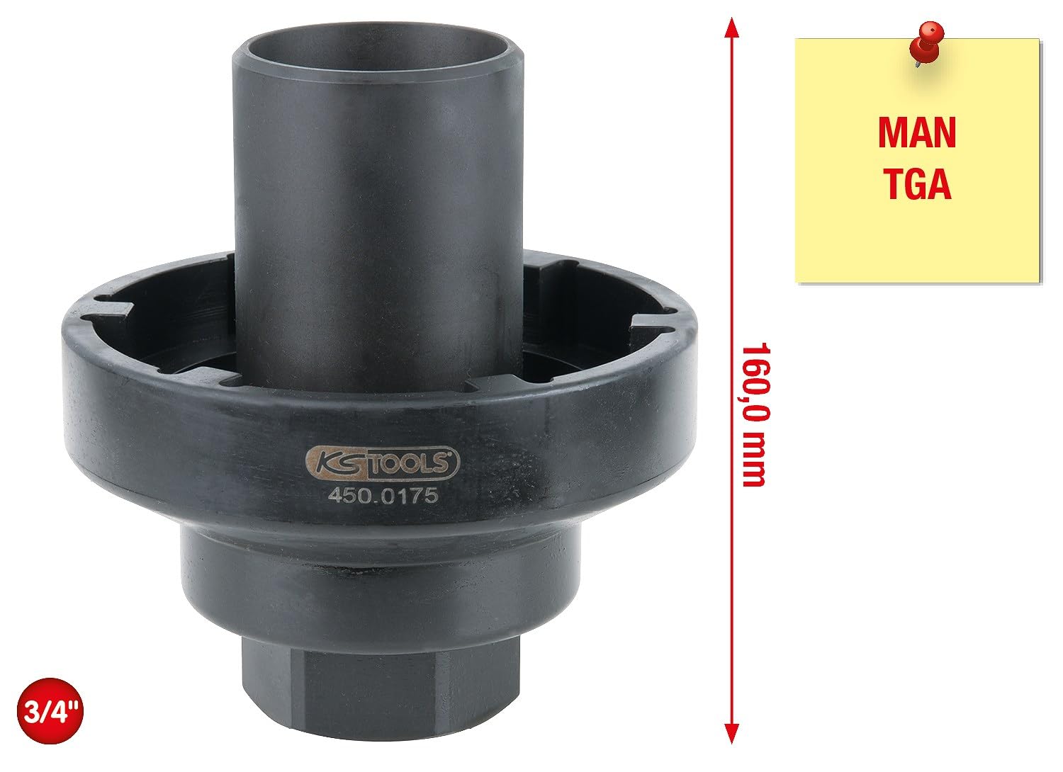 KS Tools 450.0175 3/4" klucz do nakrętek rowkowych z rurą prowadzącą, MAN TGA