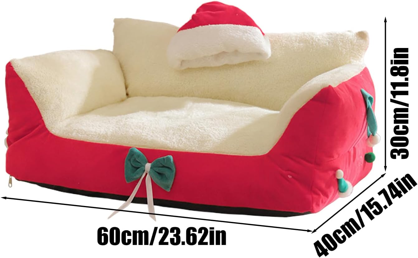 Pet Sofa Christmas Lounge – Chair Santa Hat Cat, Beds Kitchen Bedroom Living, Room Porch Patio Balcony Play | Kitchen Bedroom Living Room Porch Patio Balcony Play Area Apartment Home Indoor Relaxation