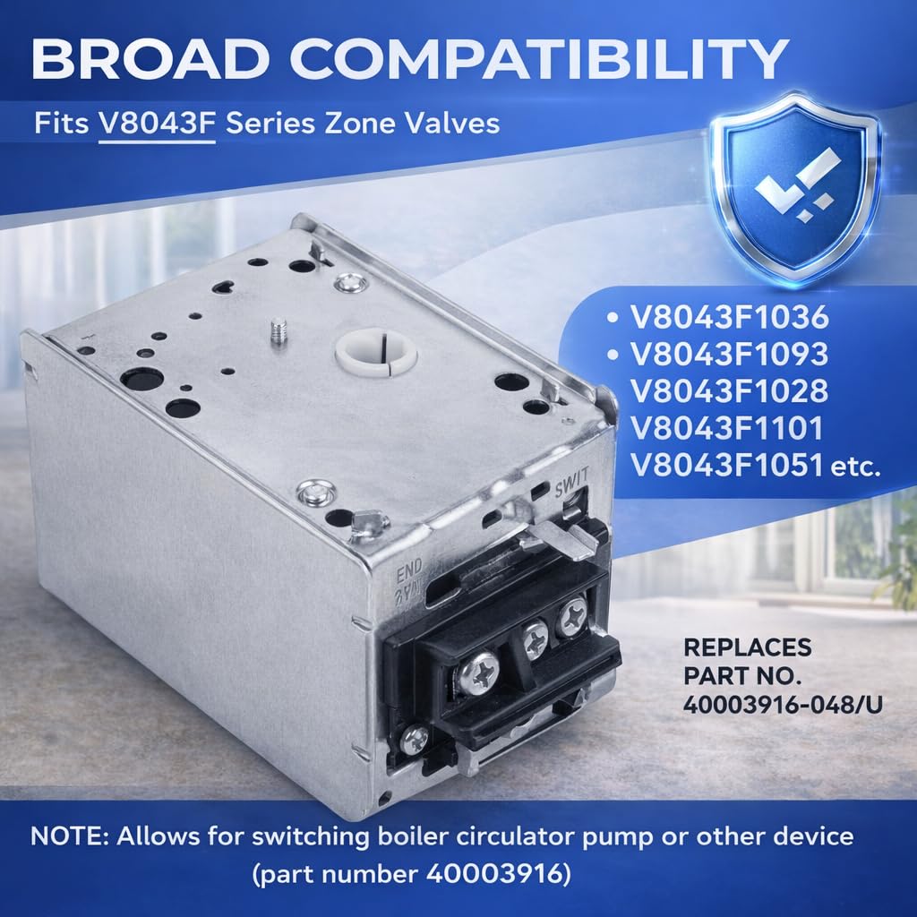 40003916-048/U Wymienna głowica zaworu strefowego, normalnie zamknięty przełącznik końcowy, 24 V 50/60 Hz, kompatybilny z V8043F1051 V8043F1036 V8043F1101 V8043F1093 V8043F1028