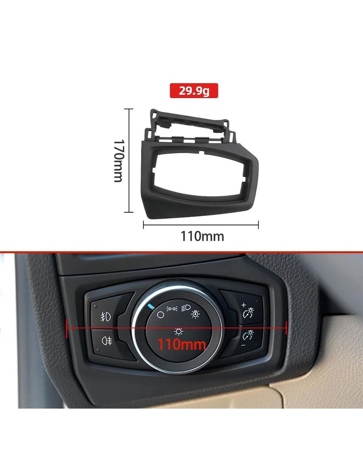Auto Lichtschalter Für Ford Für Focus 2012 2013 2014 2015 2016 2017 2018 Auto Scheinwerfer Schalter Trim Rahmen Panel Abdeckung Niedrigen Hohen Level Konfiguration Kfz-Schalter EIN/AUS(Model B)