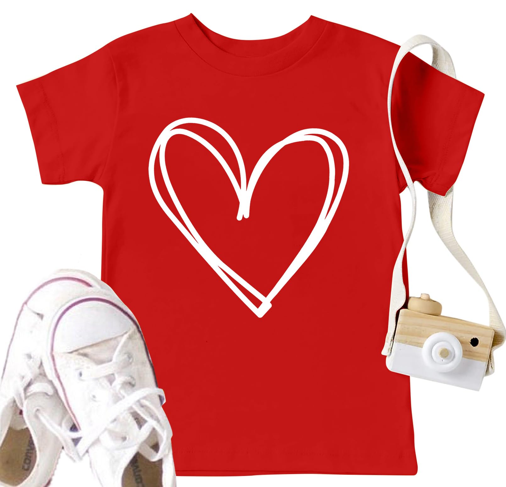 LAZYCHILD Kids Valentine Shirt Girls Valentines Day Shirts Heart Graphic Long Sleeve Striped Tee Tops 5-14 Years