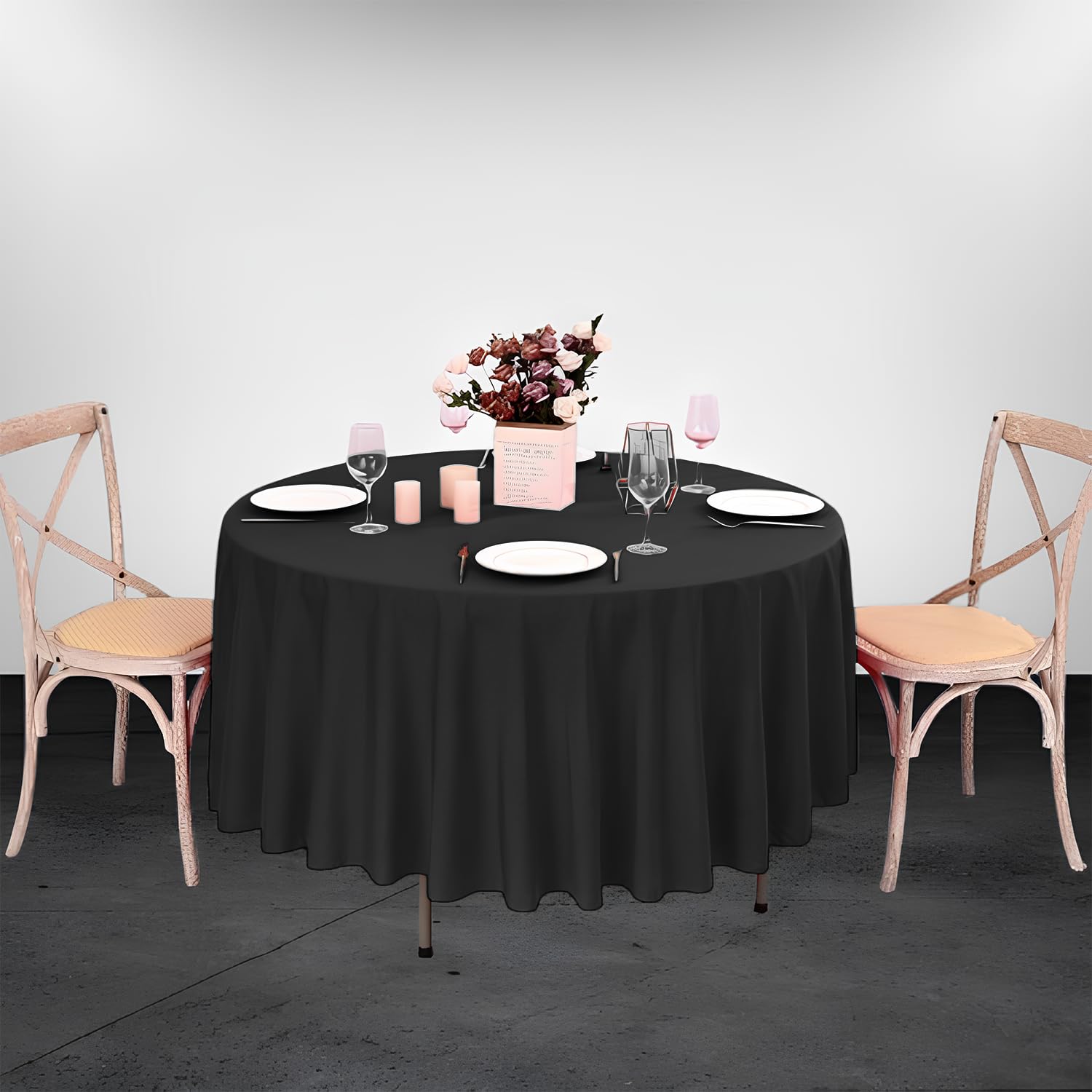 Elegant Event Essentials - Housse De Table Ronde En Polyester De 274,3 Cm - Pour Décoration D'intérieur, Mariage, Fête, Table à Manger, Café