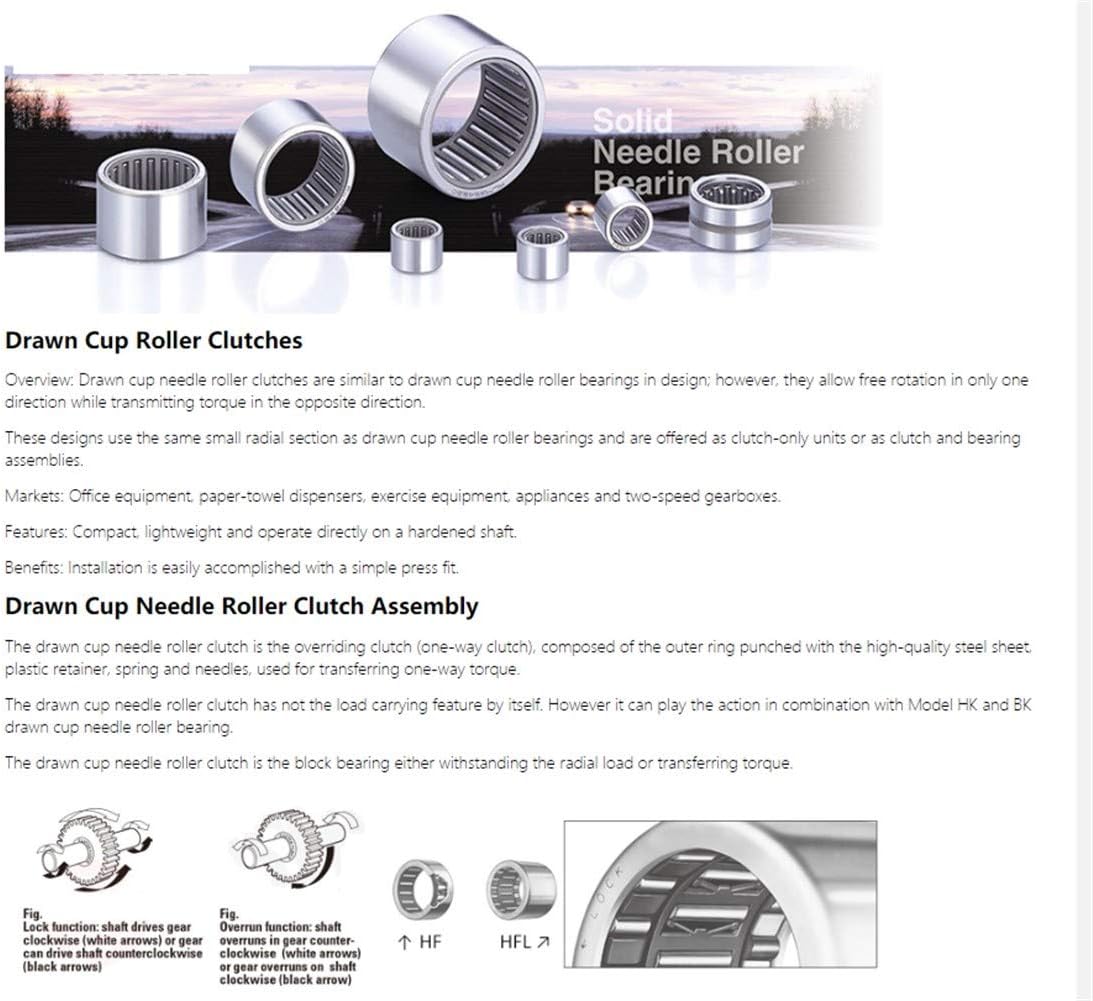 DOLUNTO 5PCS HFL1826 ONE Way Needle Roller Bearing Drawn Cup Needle Roller Clutch 18 * 24 * 26mm Needle Bearing