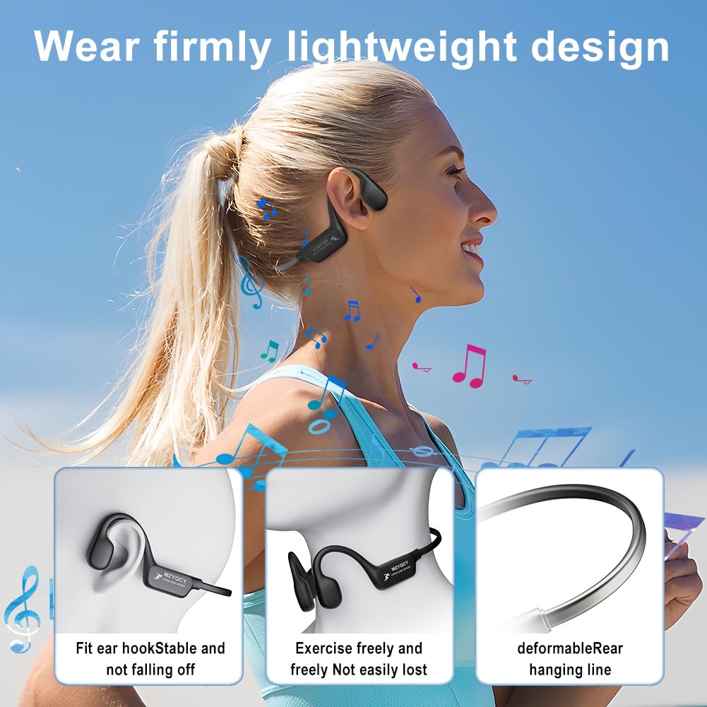 Cuffie a conduzione ossea, cuffie wireless Bluetooth 5.4 con microfono, cuffie Bluetooth sportive impermeabili IPX6, riproduzione 12 ore, per corsa, ciclismo, passeggiate, attività all'aperto