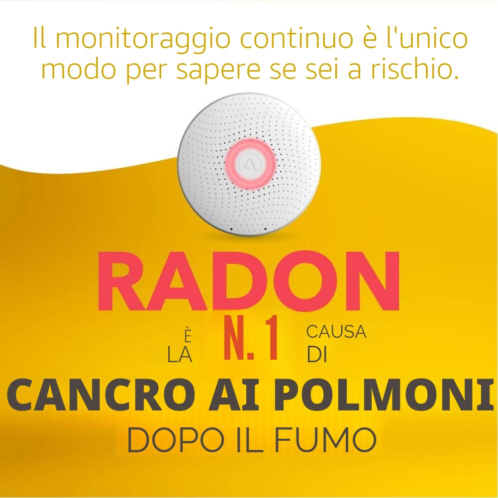 Airthings 2950 Wave Radon Rilevatore Intelligente di Radon con Monitoraggio di umidità e Temperatura, Preciso e Facile da Usare, senza Fili