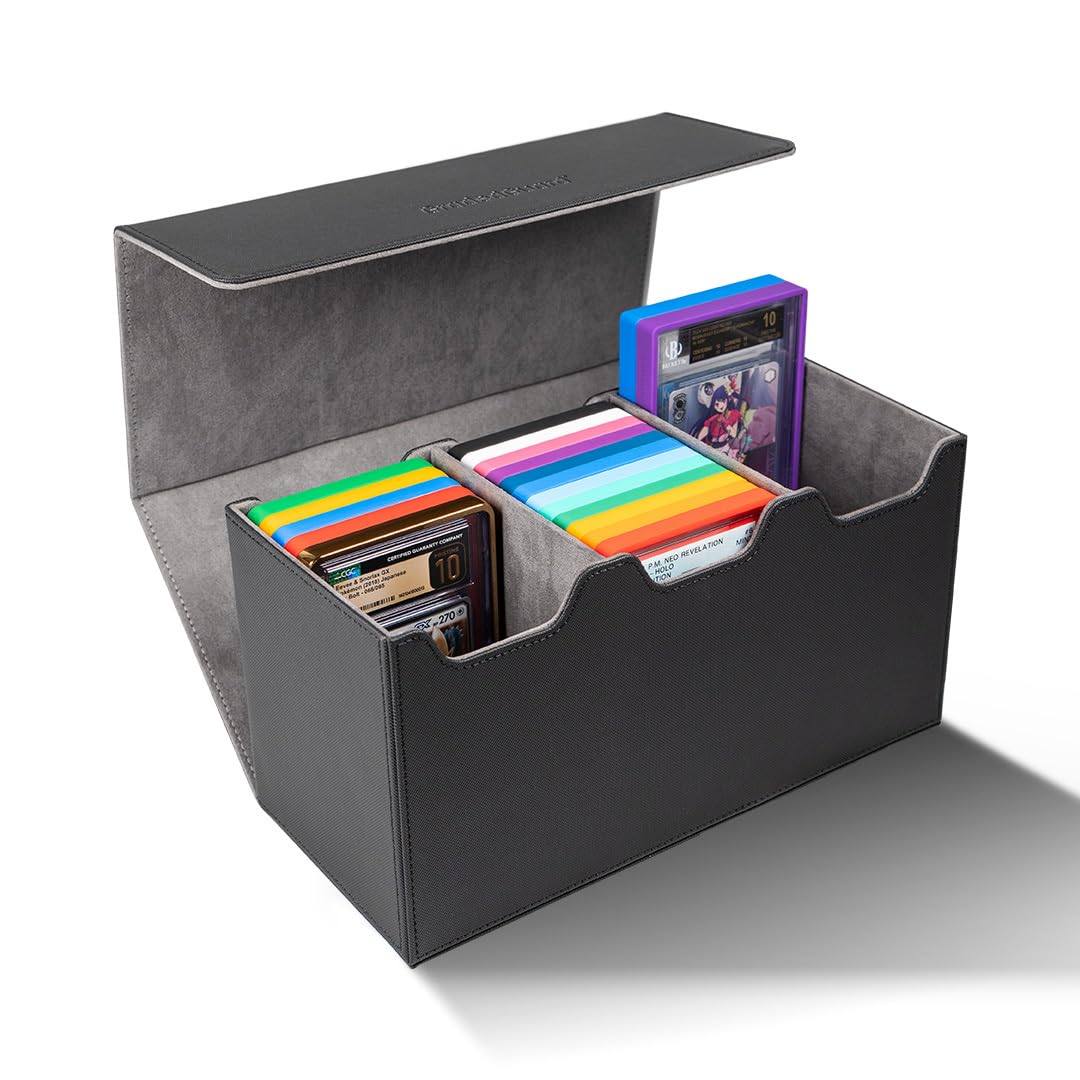 Gradedguard Dark Gray Triple Row Storage Box For Psa, Bgs, Cgc, Graded Card Slabs - Premium Vault Organizer Case For Sports Trading Cards, Tcg - Holds 27 Cases