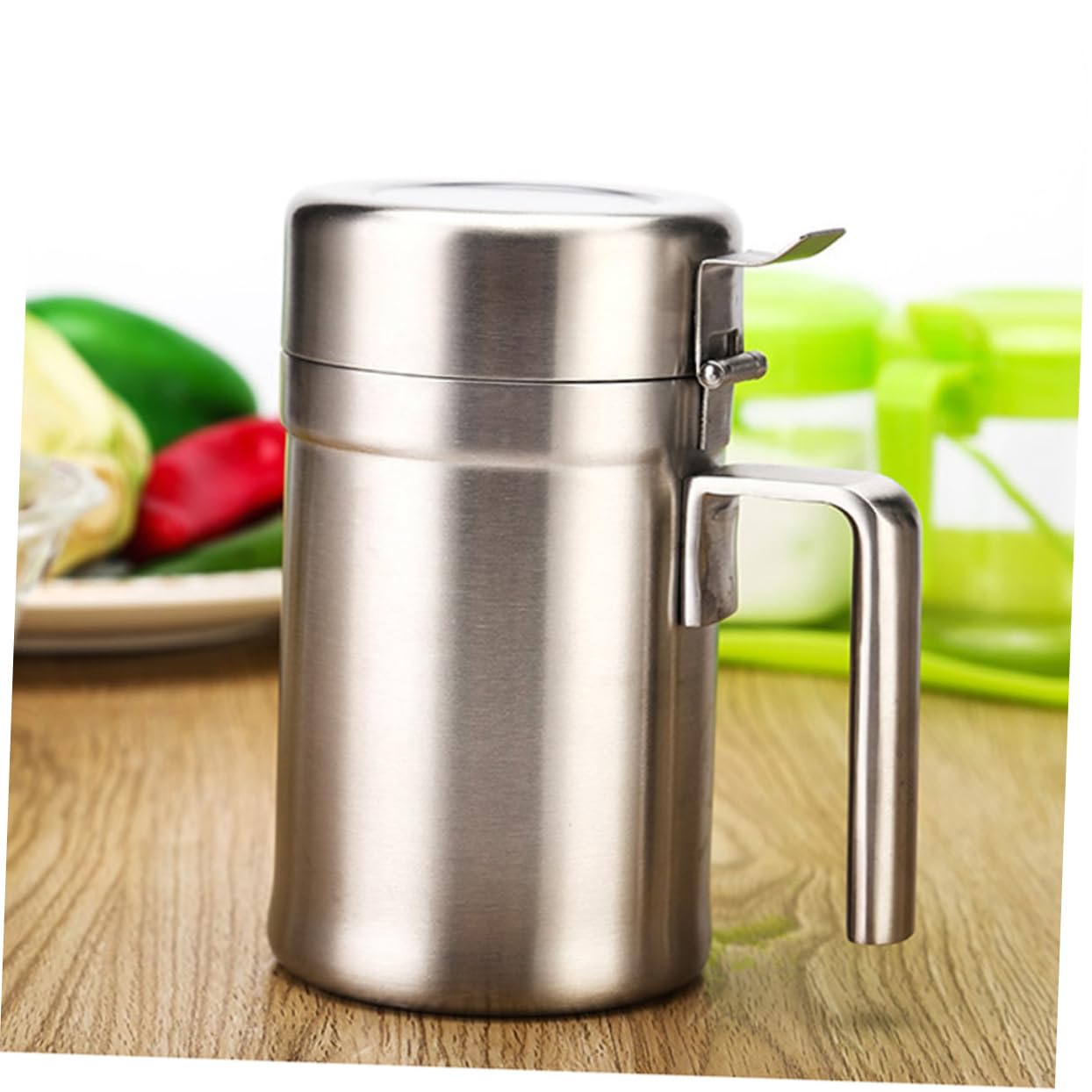 Dispenser Olio in Acciaio Ermetico Oliera Antigoccia per Cucina e Condimenti Liquidi come Olio e Salsa Contenitore Dosatore Resistente e