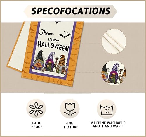 Miniatura 4 de Camino de mesa de gnomo de Halloween, decoración de mesa de 13 x 120 pulgadas de largo, arpillera para el hogar, cocina, comedor, cena, interior,