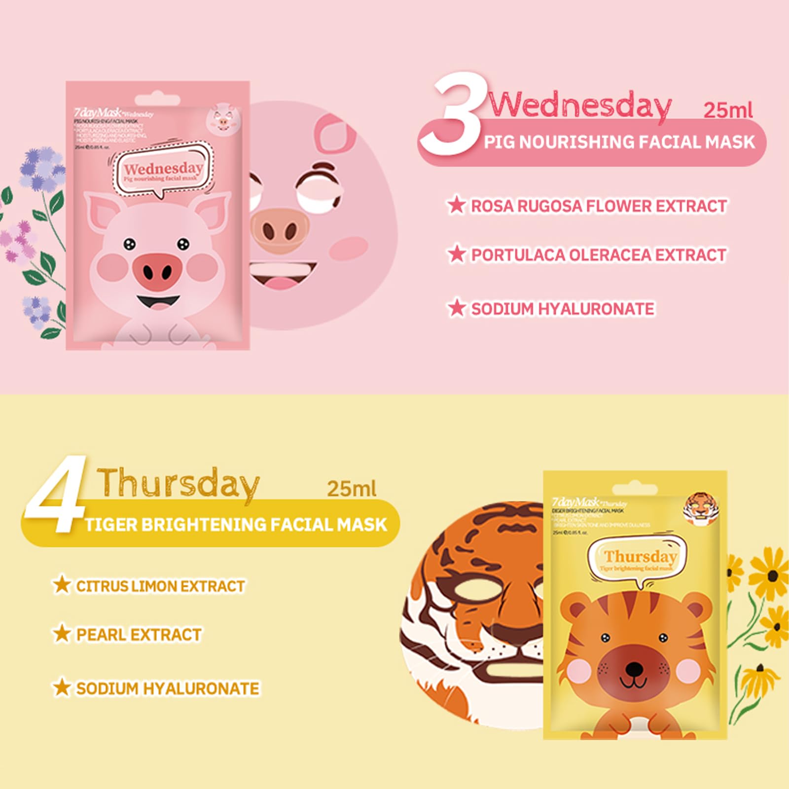 Face Masks Skincare, 7 Sheet Face Mask, Face Mask Set Hydrating and Smoothing Improve Dullness - Image 3