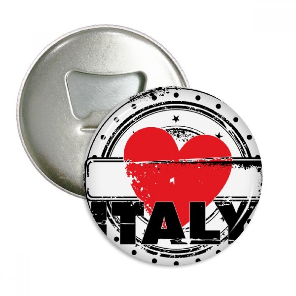 Ouvre-bouteille Italie Coeur décapsuleur aimanté et badge 3 pièces en argent pour frigo