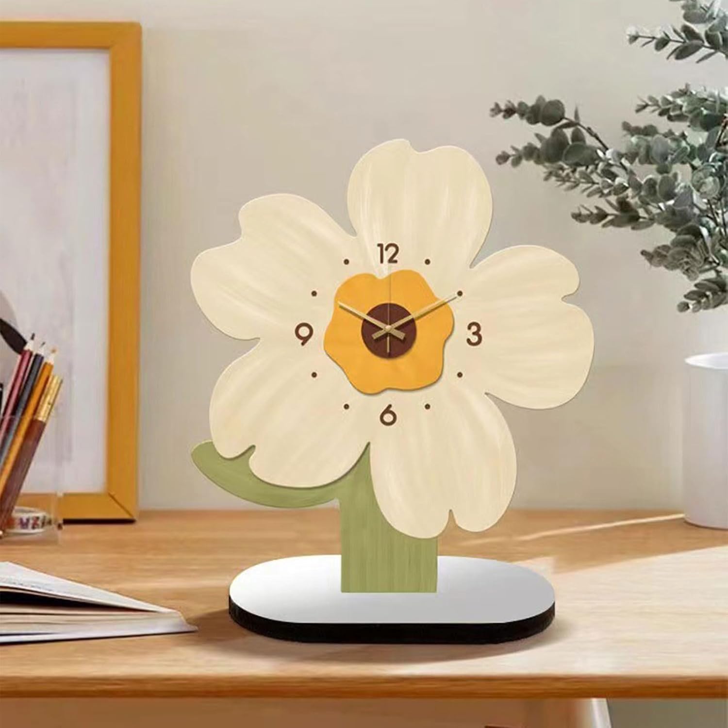 Artistic Floral Design Clock with Temperature