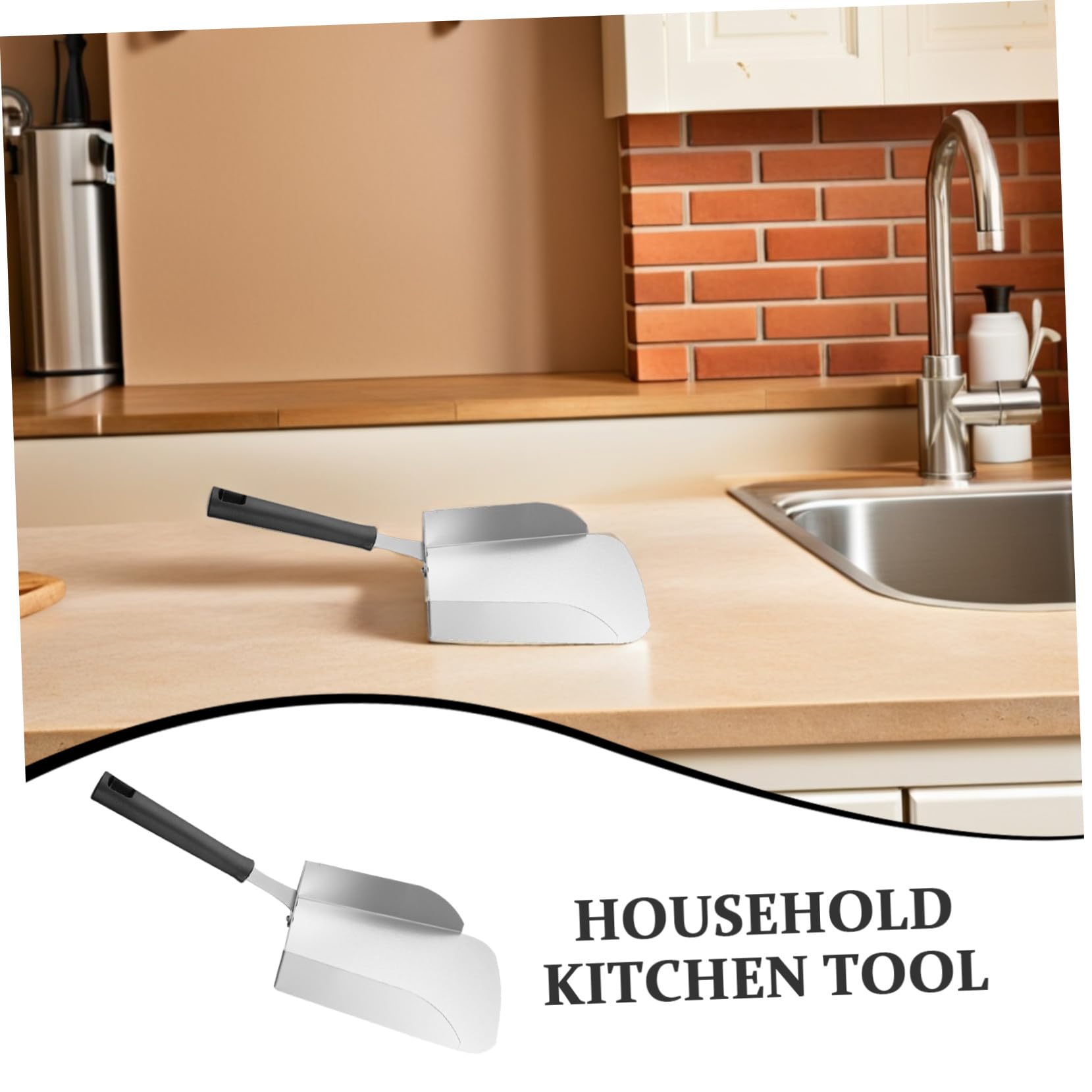 STOBAZA Pala Segura y Fácil de Limpiar Diseño Ergonómico de Acero Inoxidable para Comida para Cocina Doméstica y Bares