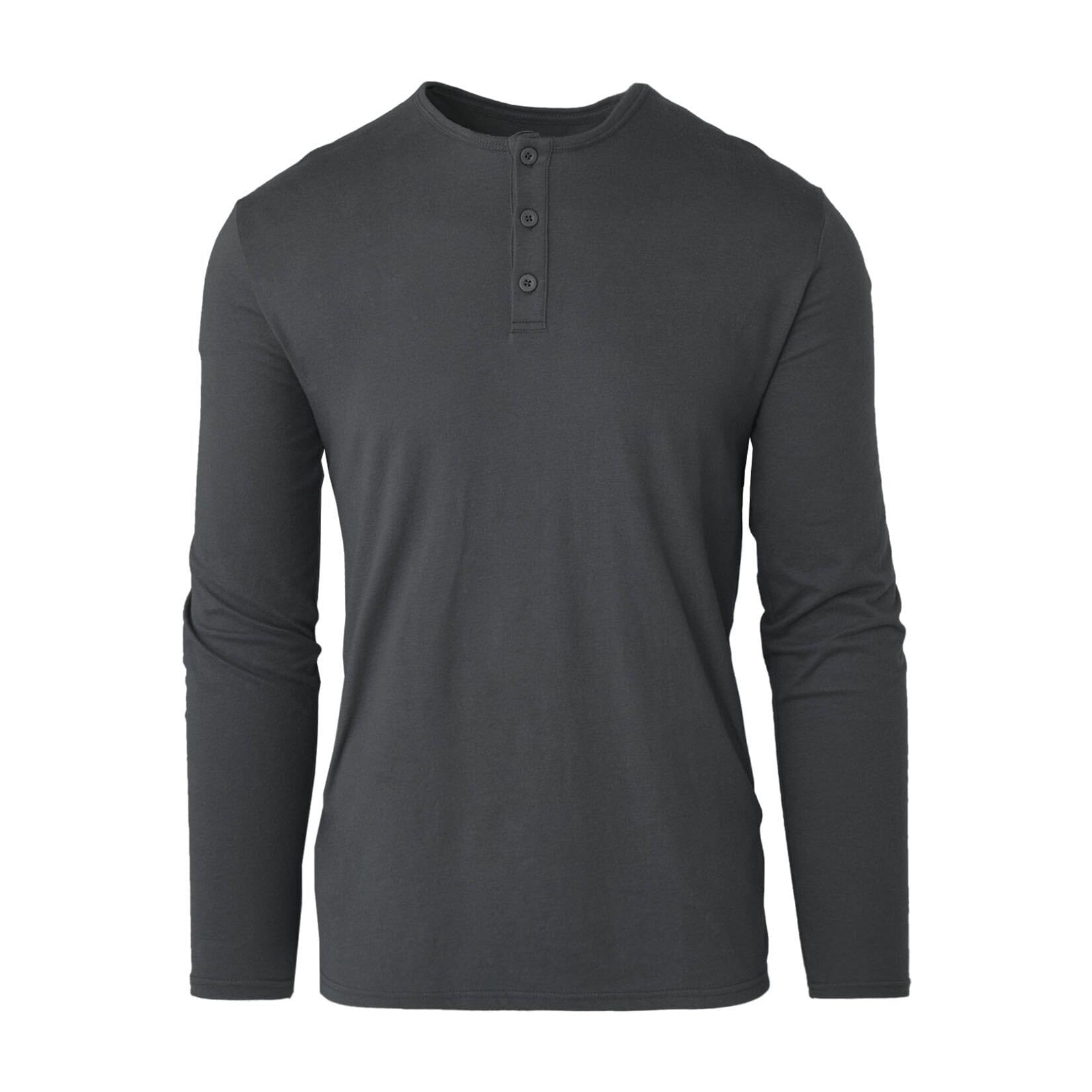 True ClassicMens Long Sleeve Tee Shirts - Classic Henley & Crew Neck Long Sleeve T Shirt - Regular and Tall Thermal Shirts