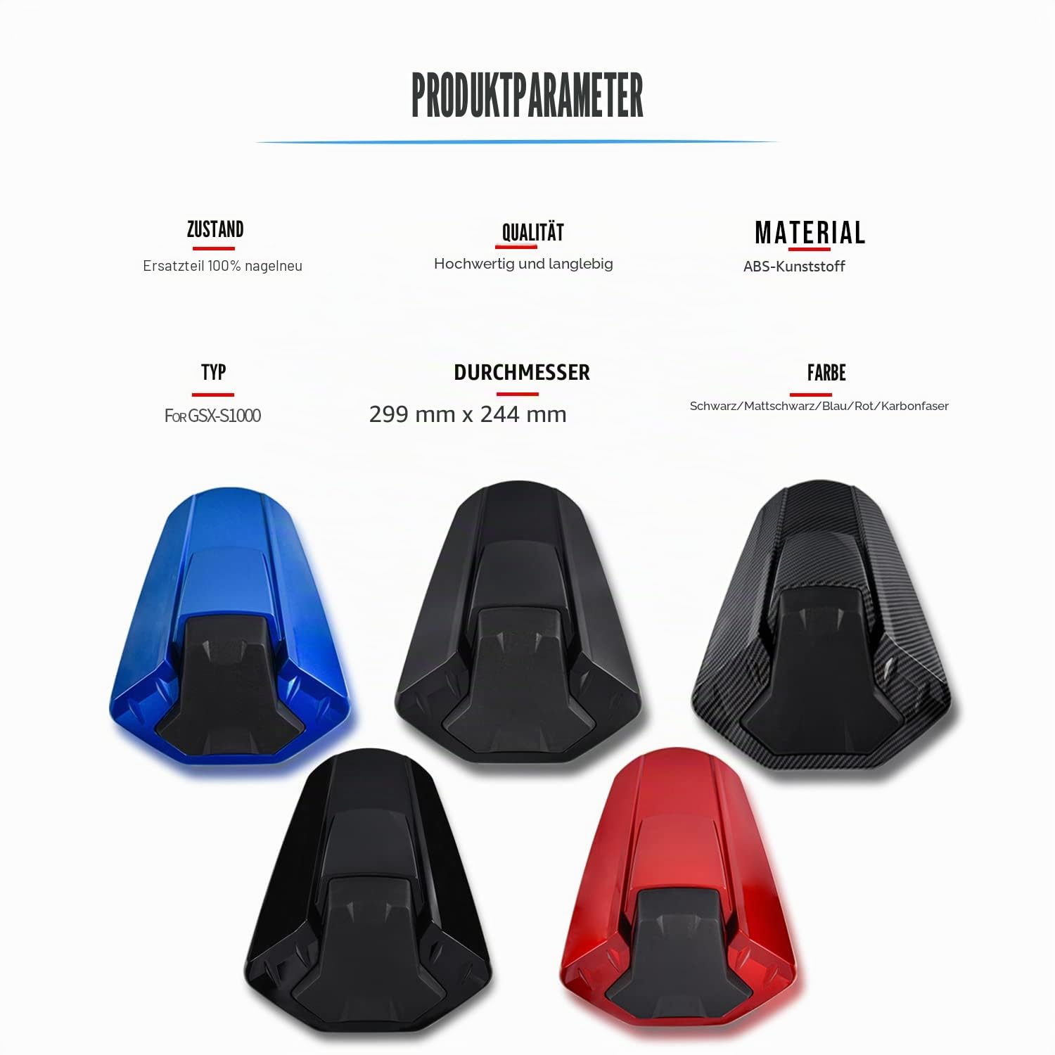 Motorrad Hinten Soziusabdeckung Beifahrersitz Verkleidung Heckabdeckung Rücksitzbezug für GSXS 1000 GSX-S1000 2021 2022 2023 2024 Sozius Solo Verkleidung, Matt-schwarz