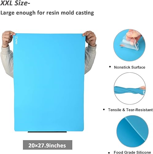 Miniatura 9 de Sapid Hoja de silicona extra grande para manualidades, alfombras de fundición de joyería de silicona gruesa, alfombrilla de silicona antideslizante