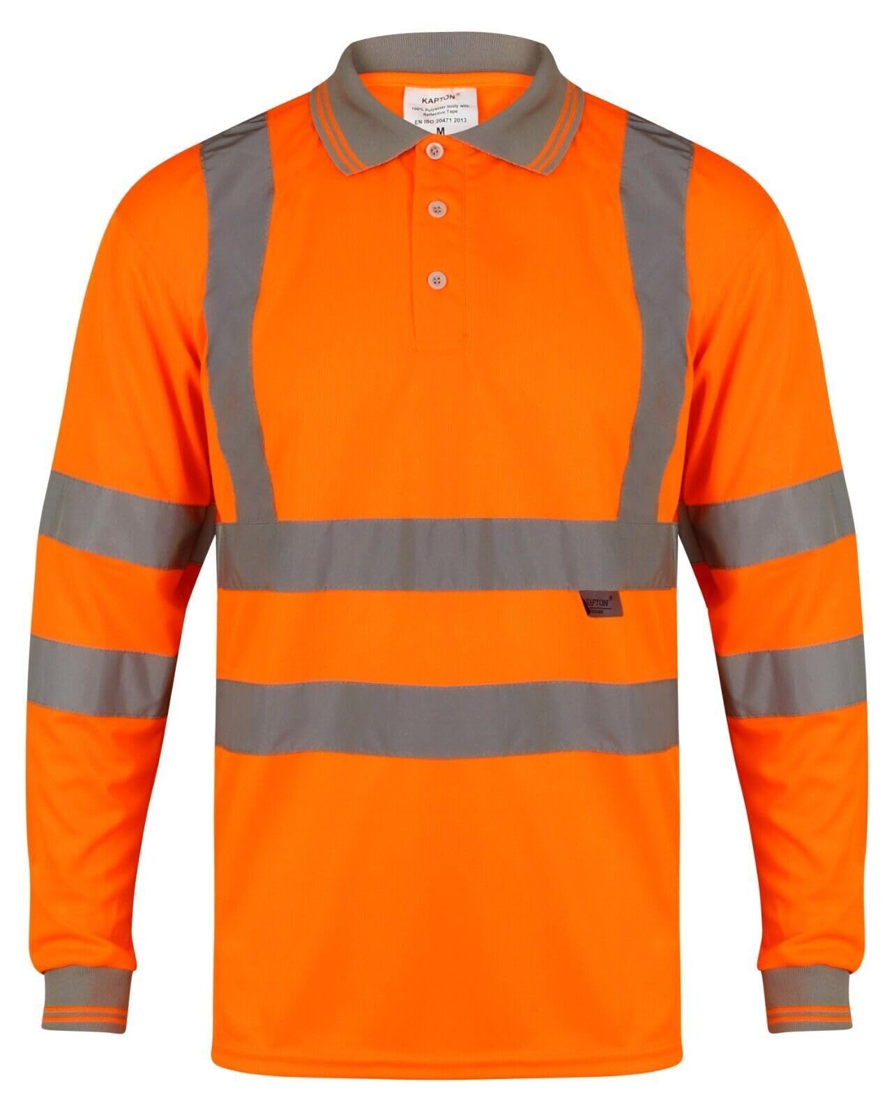 GenericAAIF RETAILS® Hi Viz High Visibility Long Sleeve Polo Shirts - Men's Reflective Tape Safety Hi Vis Security Work Breathable Lightweight Workwear T-Shirt Tops Plus Size S-3XL