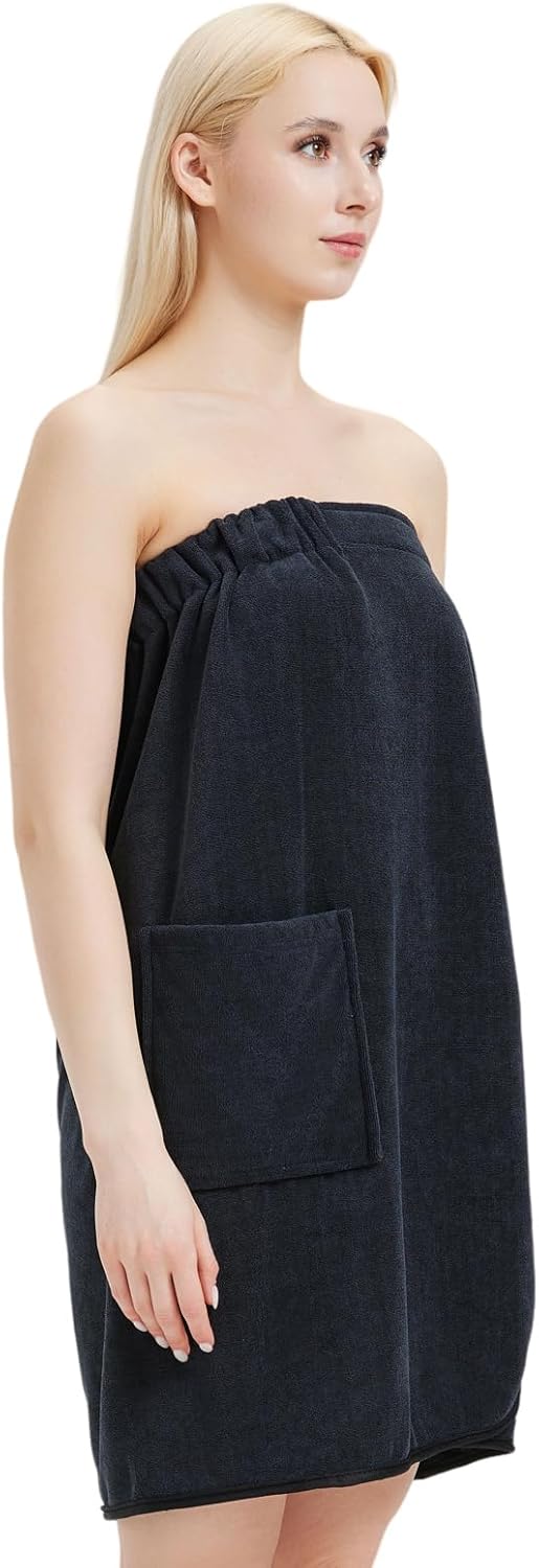 Womens Bath Body Wrap Towel Lightweight Shower Spa Wrap Robe Adjustable Closure Bathrobe - Image 4