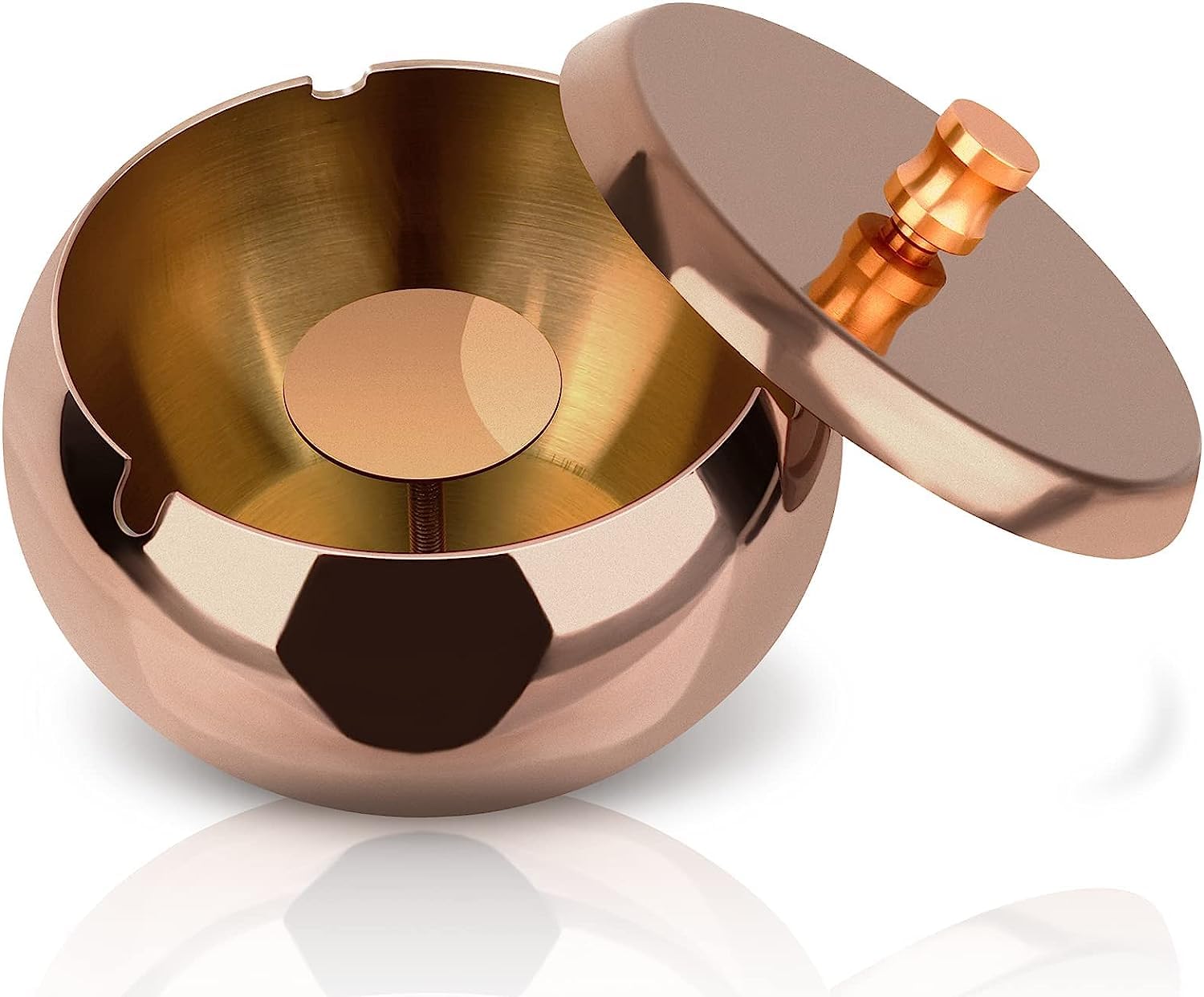 Ashtray with Lid for Cigarette, Smokeless Odorless Windproof Stainless Steel Ashtrays for Home Office Patio Balcony Indoor Outdoor Desktop Ash Tray