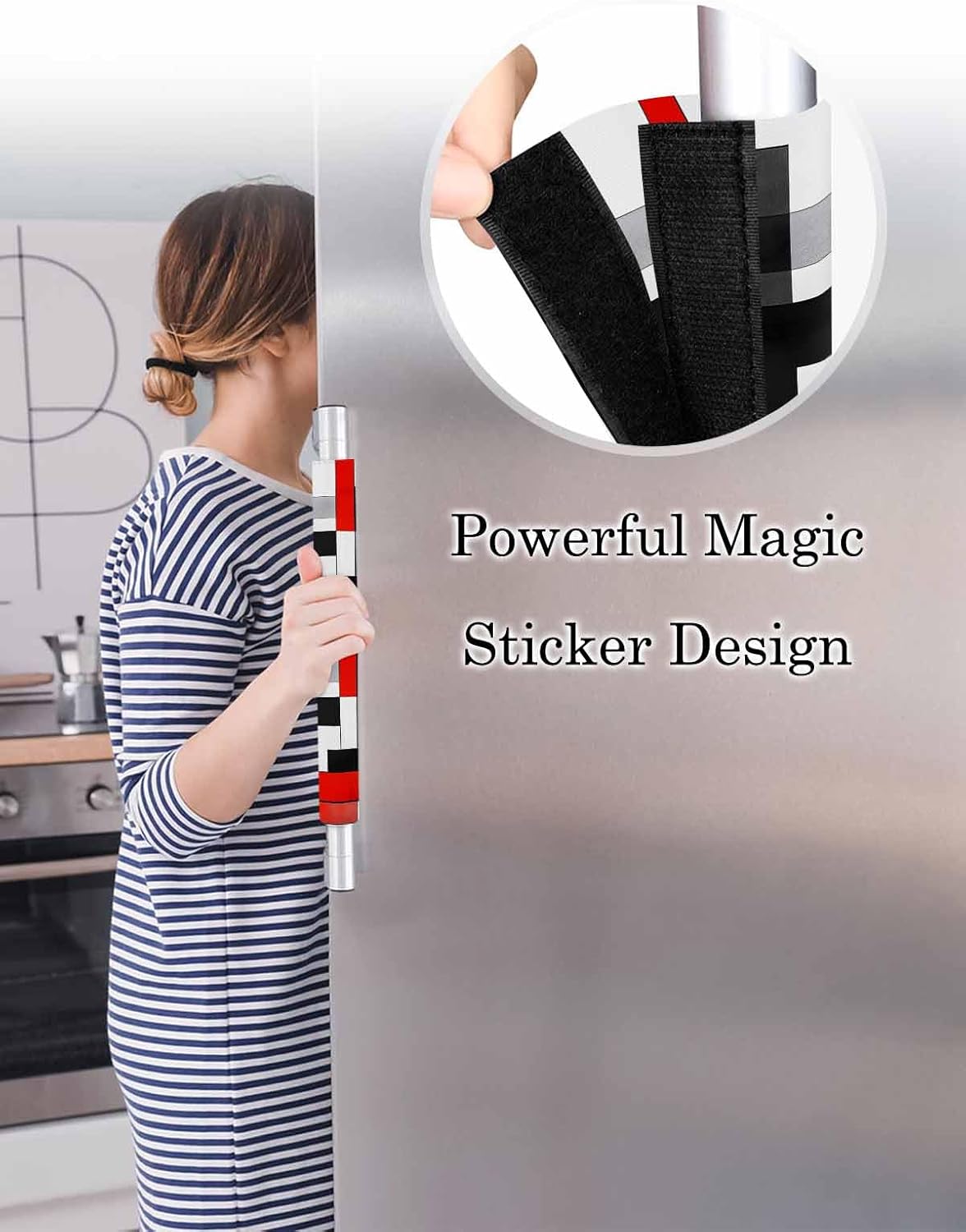 Red Black Refrigerator Door Handle Covers Set of 2, Abstract Geometric Grey White Middle Century Kitchen Appliance Covers Handle Decor Protector for Ovens Dishwashers Microwave Ornaments