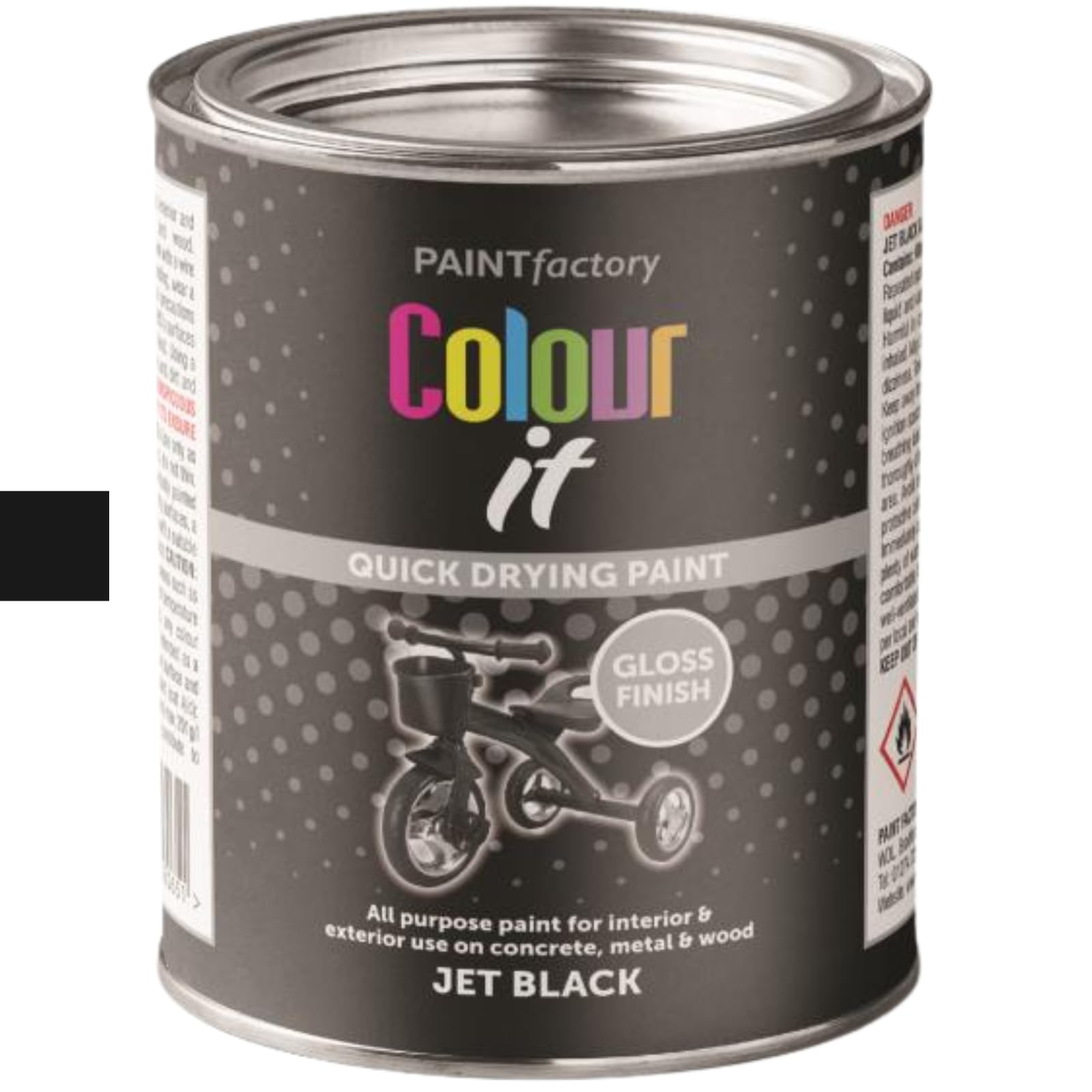 caprican Colour It Gloss Paint Tin 300ml – Quick-Drying, Hard-Wearing Brush-On Paint for Radiators, Metal & Indoor Outdoor Surfaces – Durable Heat Resistant Finish – Easy Application (Jet Black 3065)